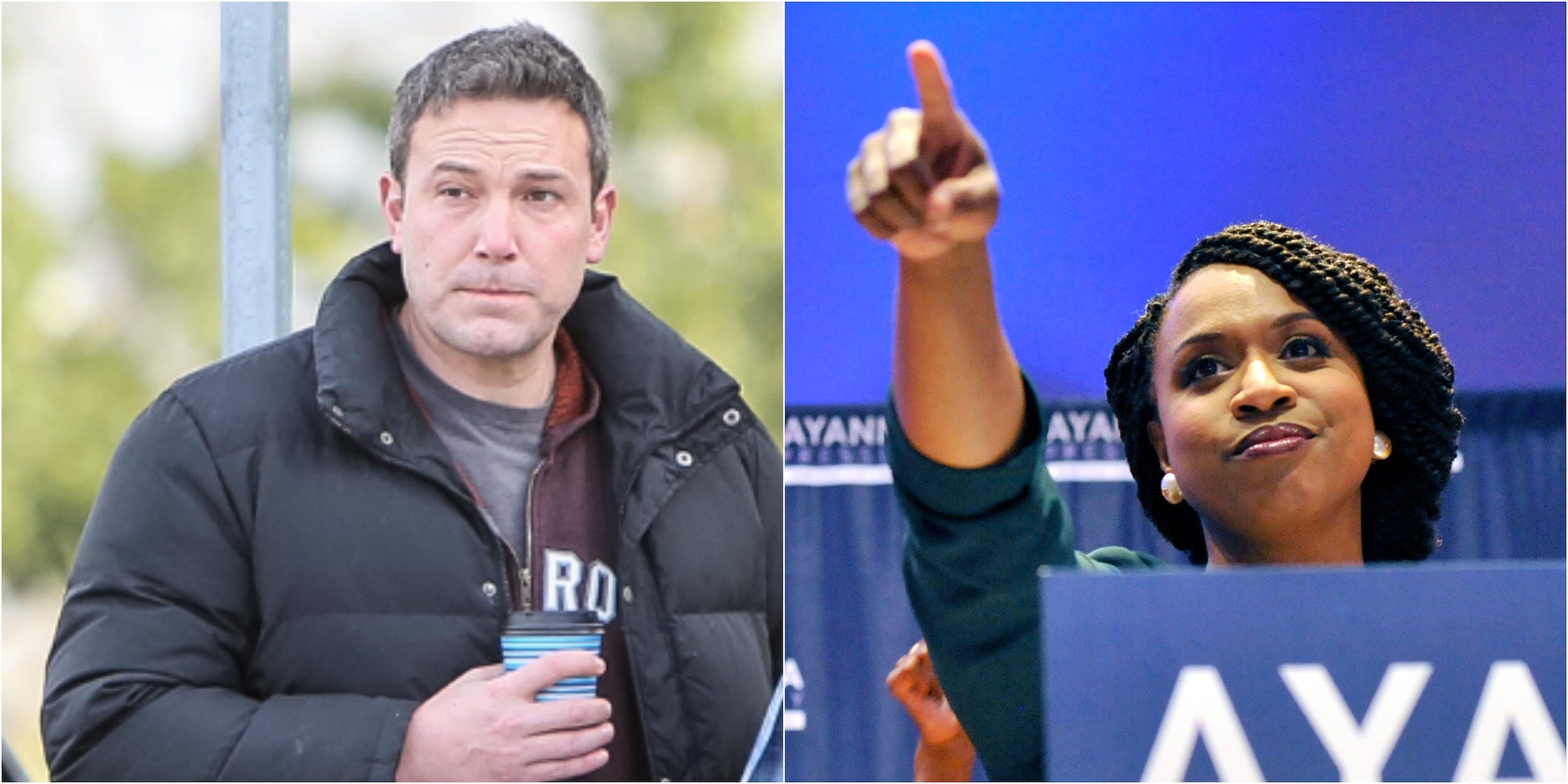 Collage: Ben Affleck and Ayanna Pressley