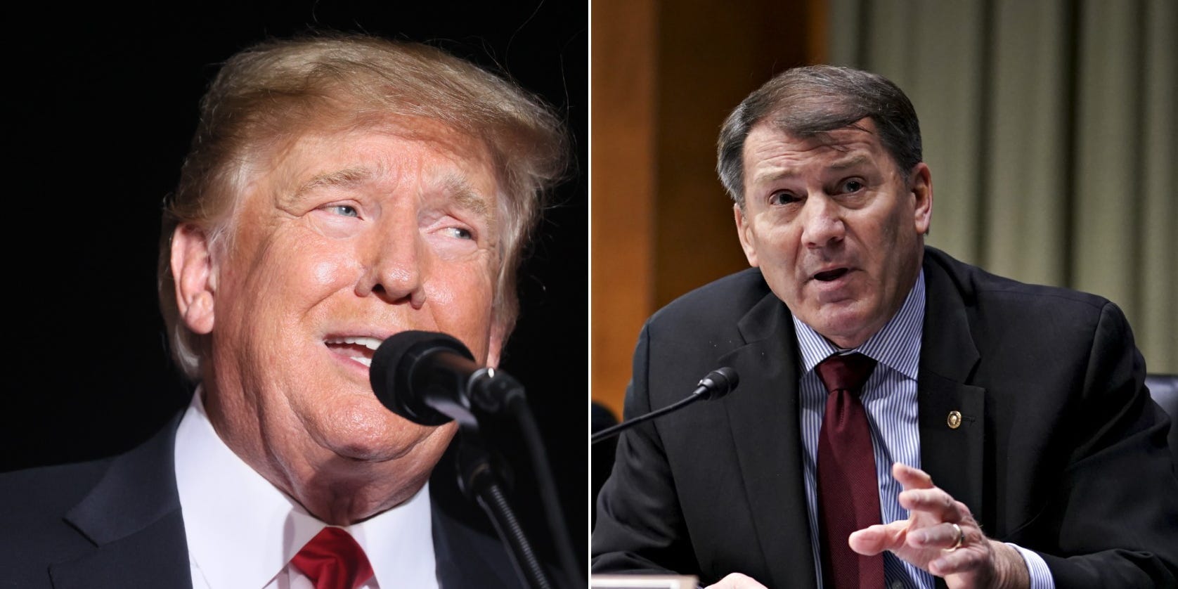 Former President Donald Trump and Republican Sen. Mike Rounds of South Dakota.