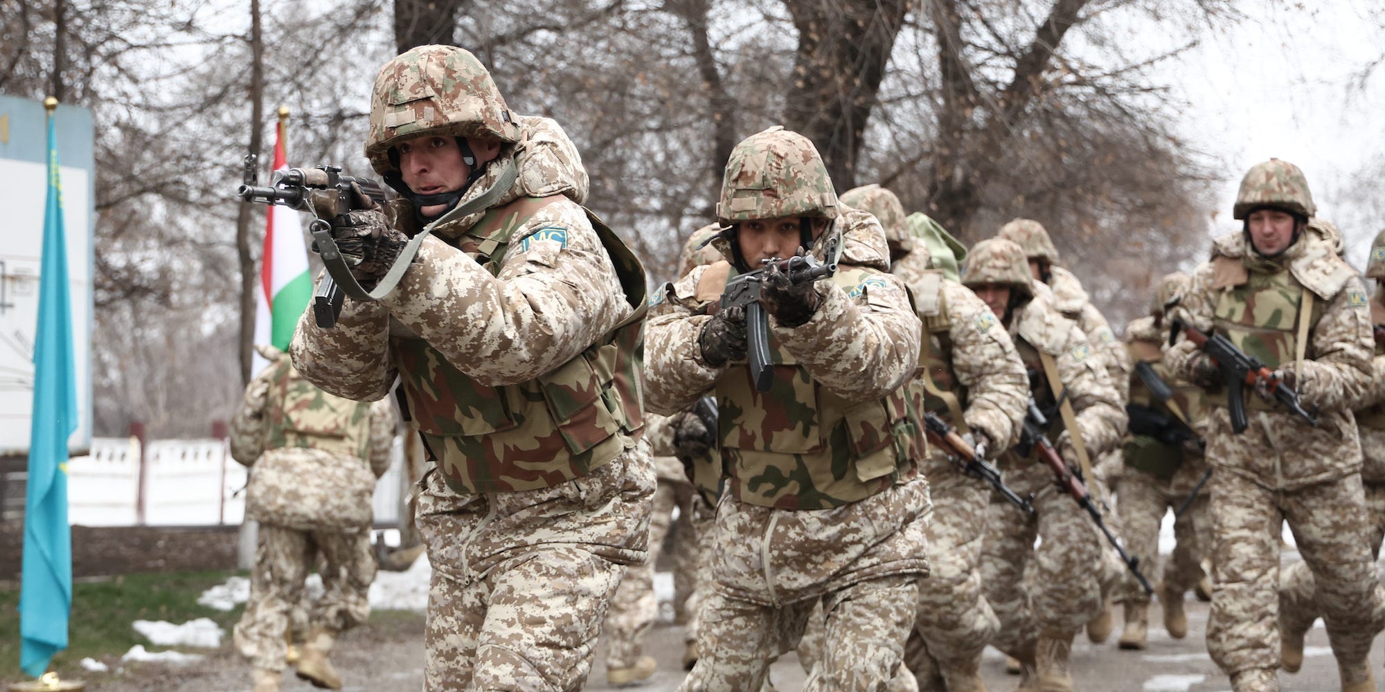 CSTO peacekeepers seen walking in Kazakhstan's capital Almaty