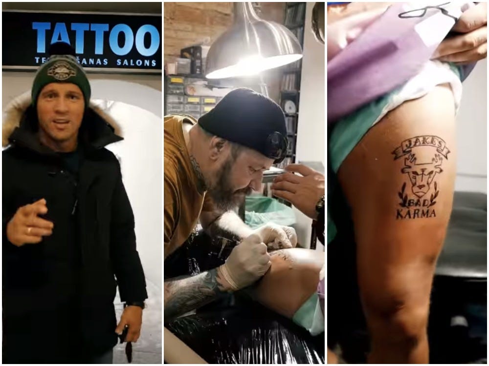 Mairis Briedis gets a tattoo that heavily references Jake Paul.