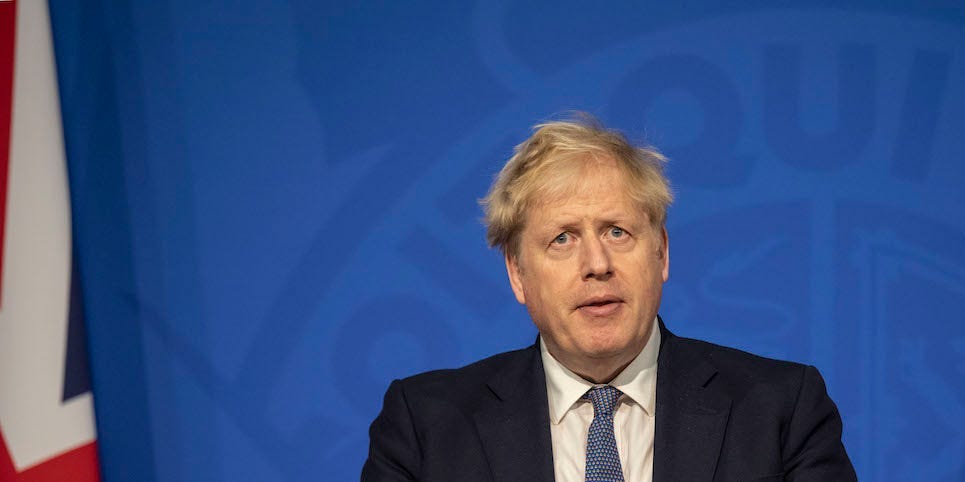 Britain's Prime Minister Boris Johnson, during a coronavirus briefing at Downing Street on January 4, 2022