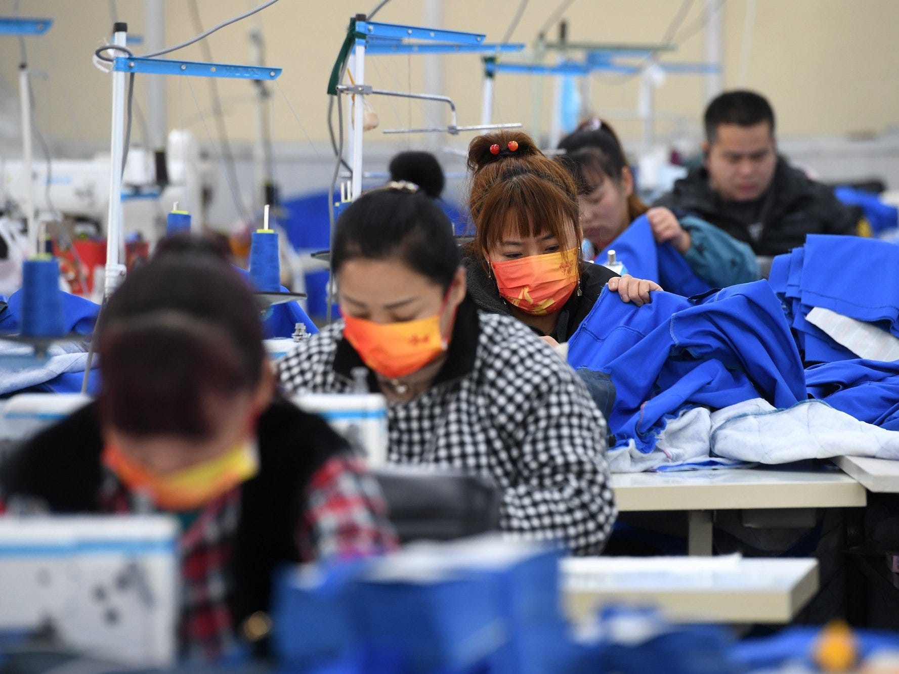 People work in a garment factory in China