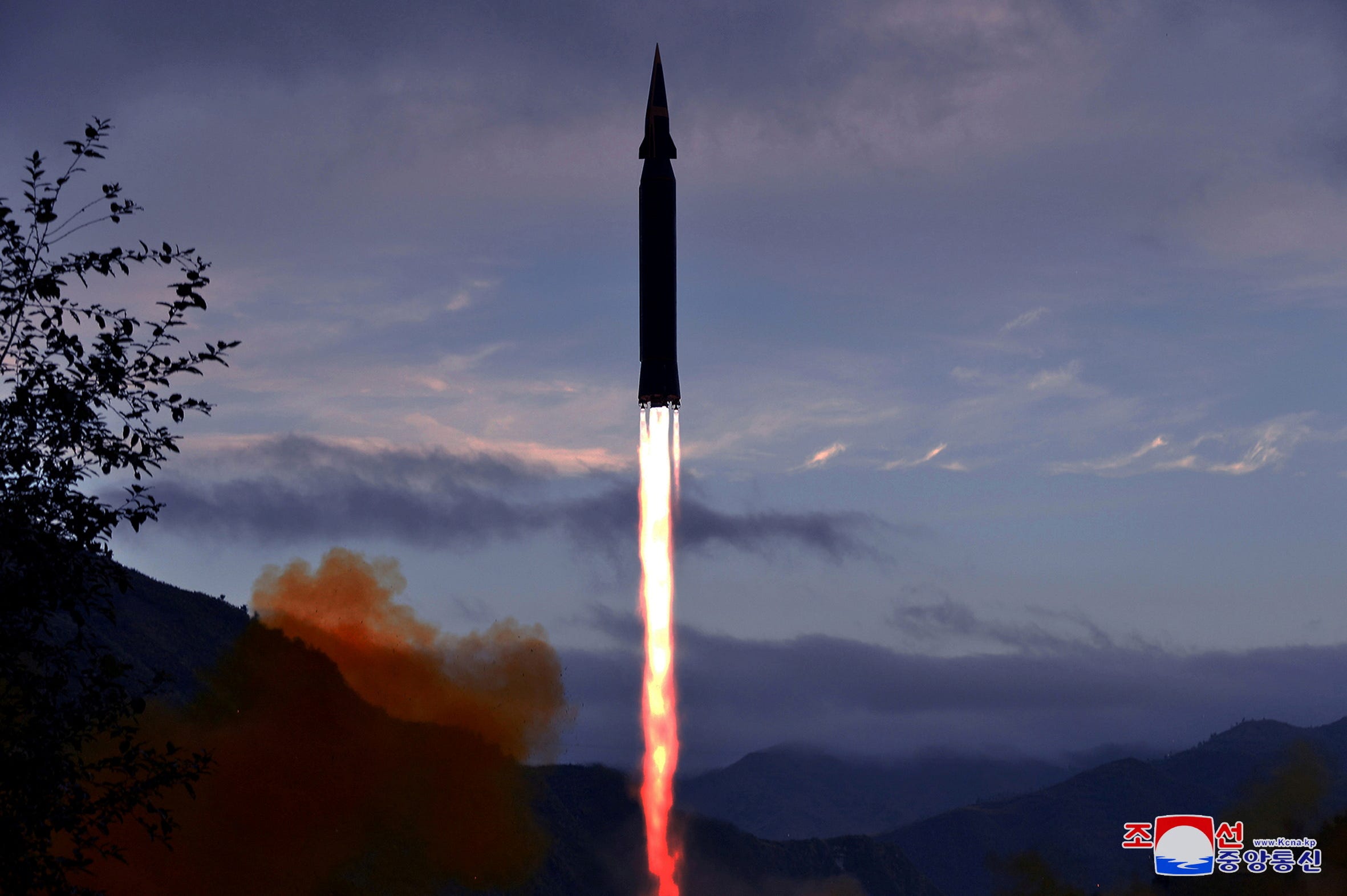 The newly developed hypersonic missile Hwasong-8 is test-fired by the Academy of Defence Science of the DPRK in Toyang-ri, Ryongrim County of Jagang Province, North Korea