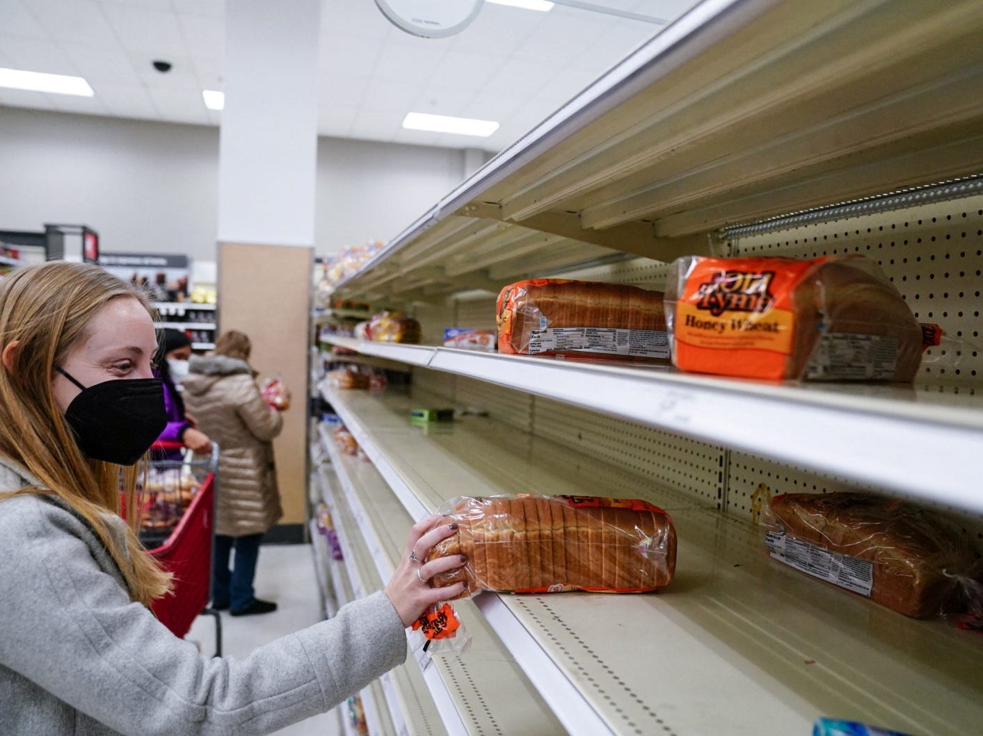 Bread aisle shelves at a Target are seen nearly empty as the U.S. continues to experience supply chain disruptions in Washington, U.S.