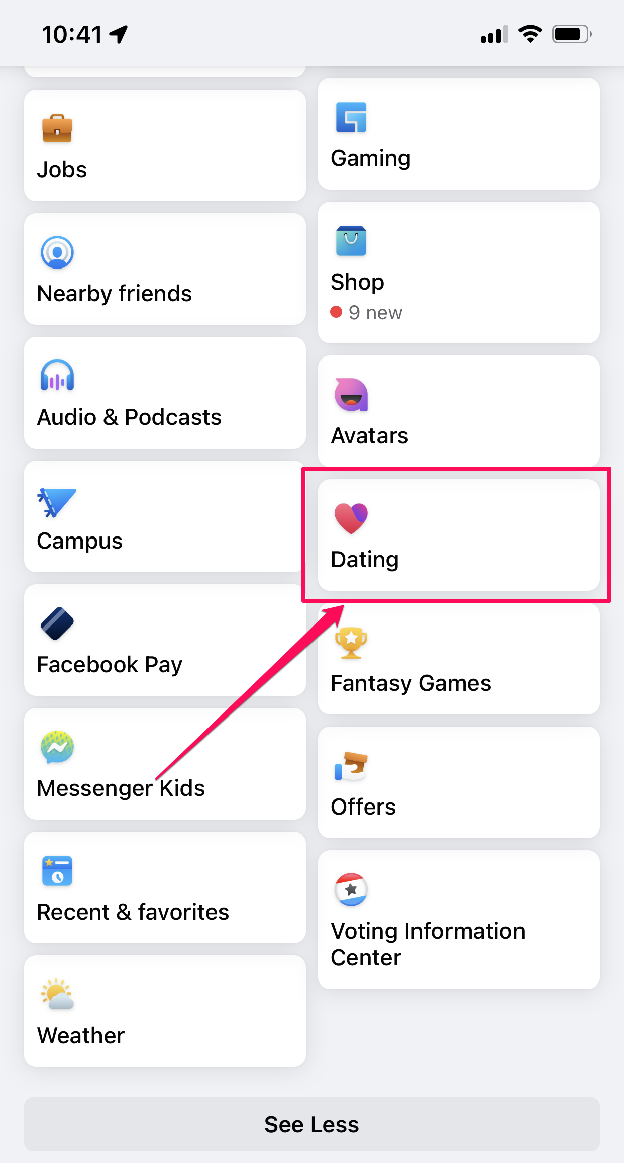 Facebook app in iOS