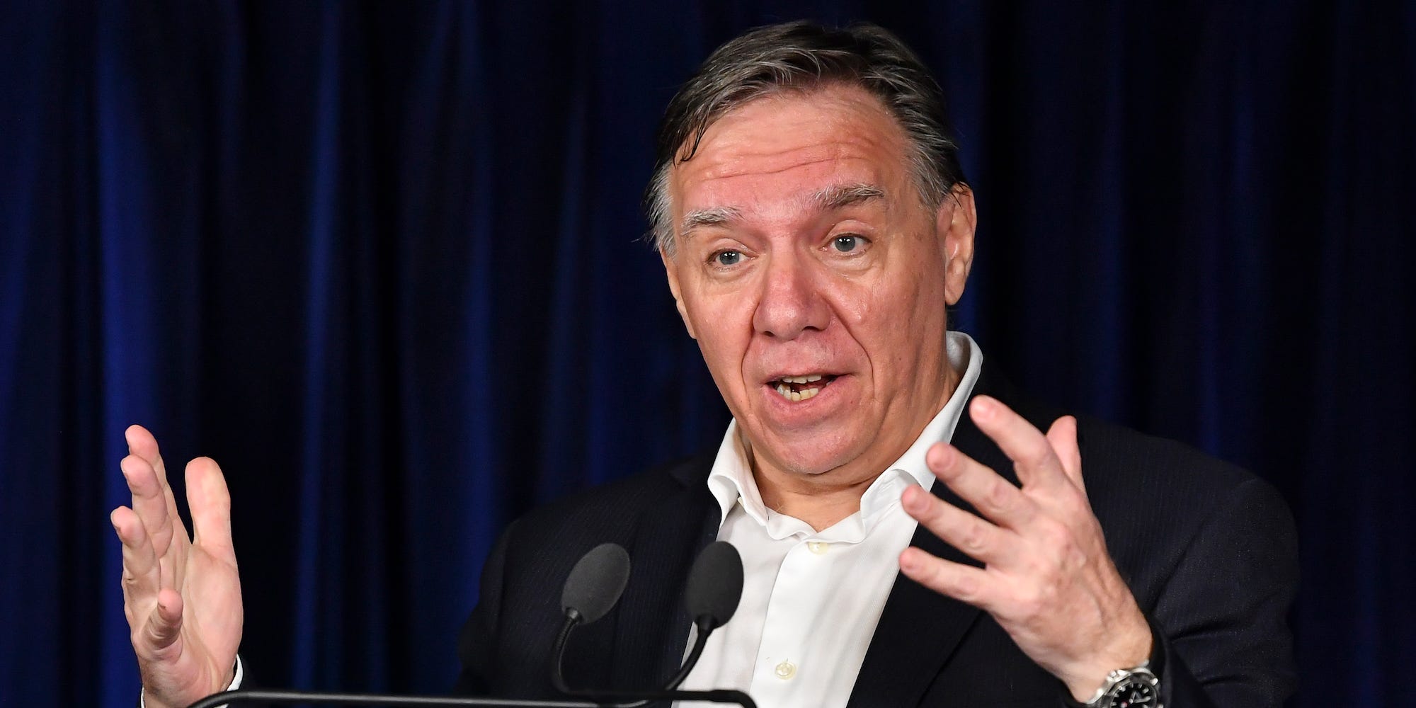 The Premier of Quebec François Legault at a press conference on November 18, 2021 in Montreal, Canada.