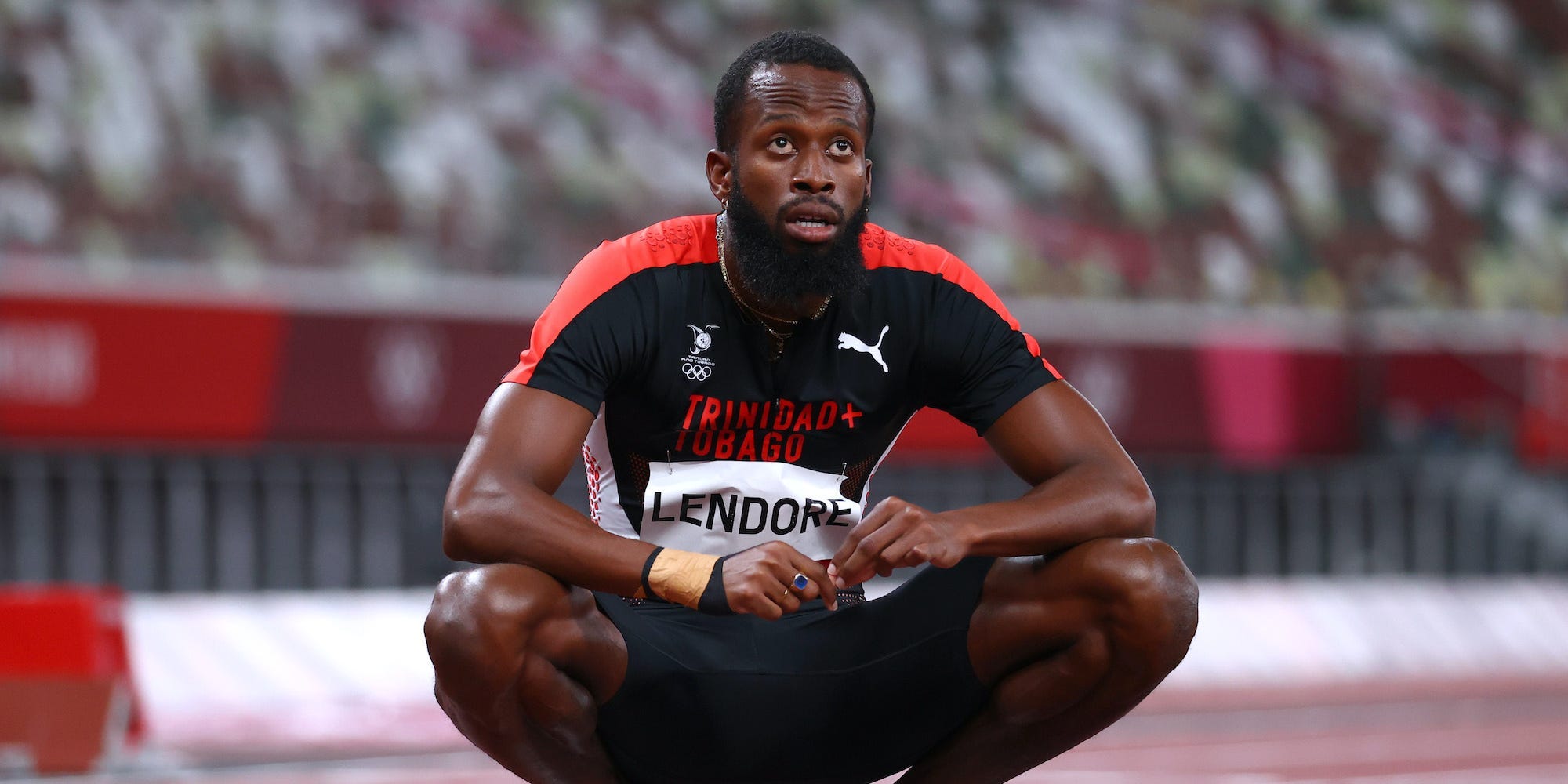 Deon Lendore on the track