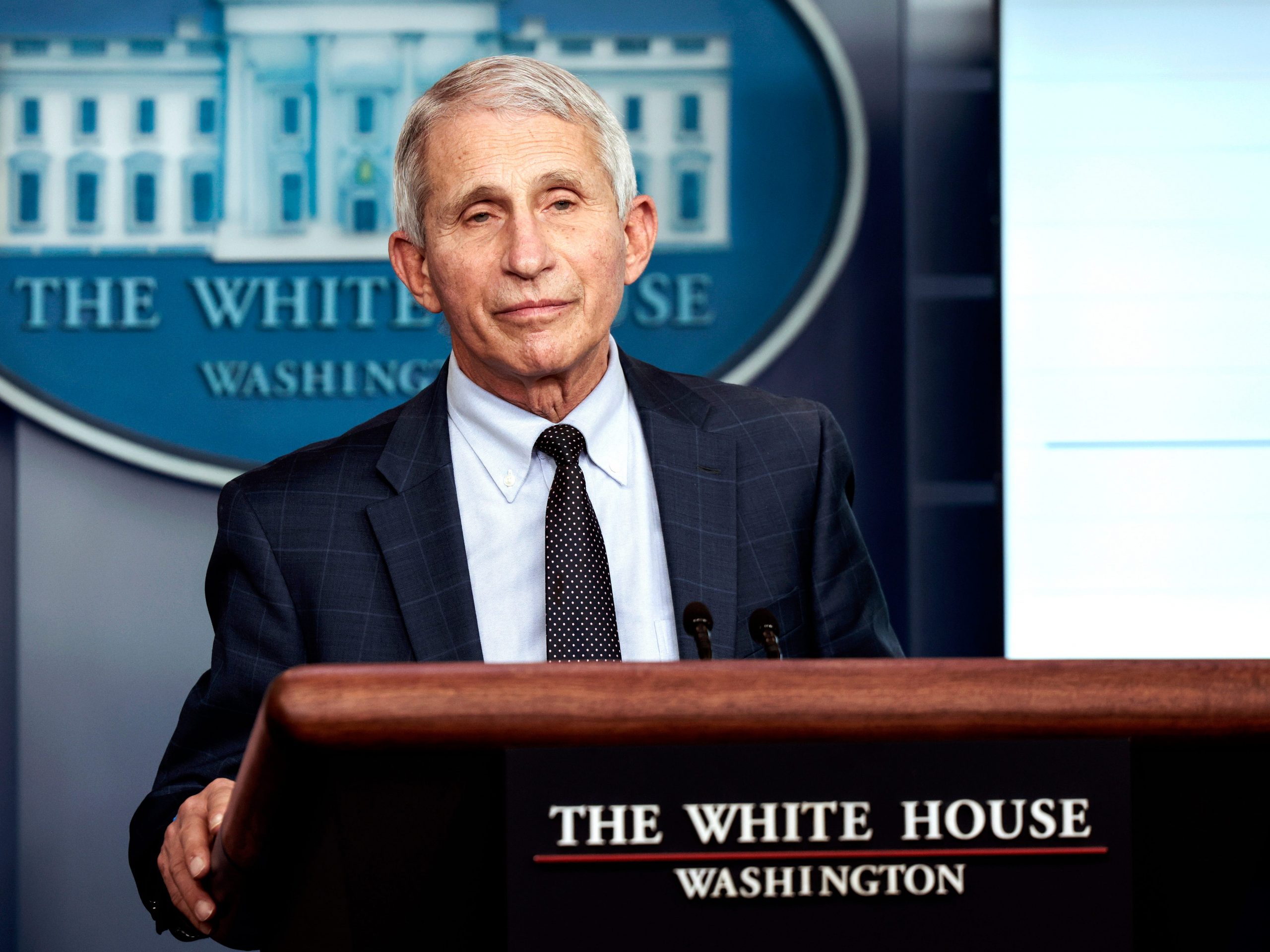 Dr. Anthony Fauci, director of the National Institute of Allergy and Infectious Diseases and the Chief Medical Advisor to the President, delivers an update on the Omicron COVID-19 variant during the daily press briefing at the White House on December 01, 2021 in Washington, DC.