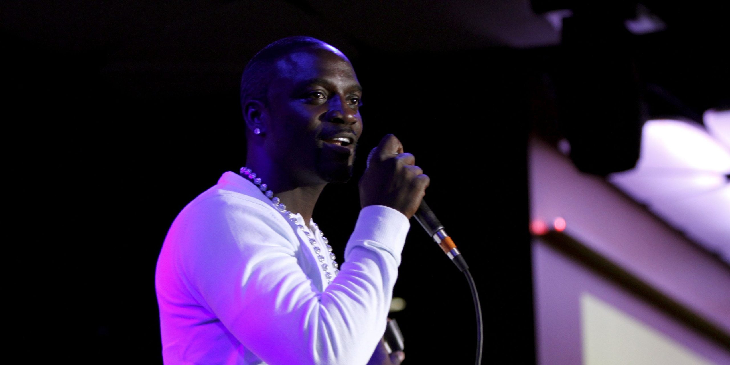 Recording artist Akon speaking in Los Angeles