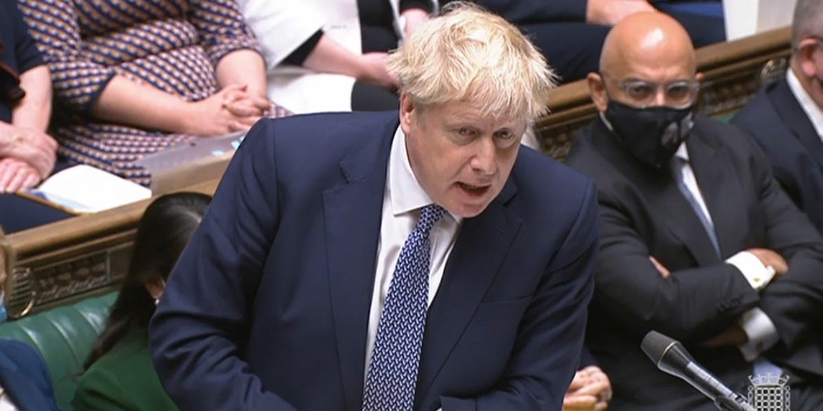 Prime Minister Boris Johnson speaks during speaks during Prime Minister's Questions in the House of Commons, London. Picture date: Wednesday January 12, 2022.