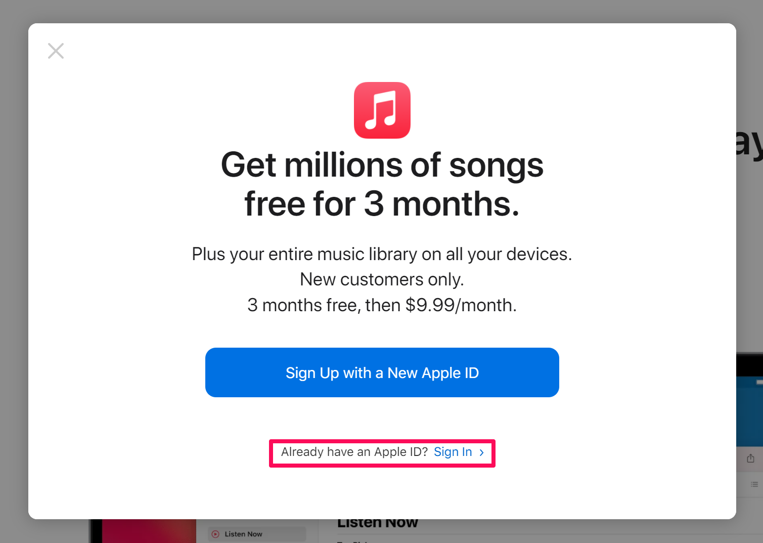 spotify to apple music sign up