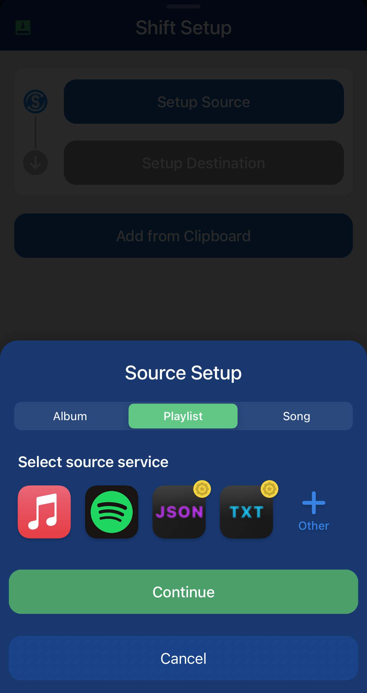 SongShift app for iOS