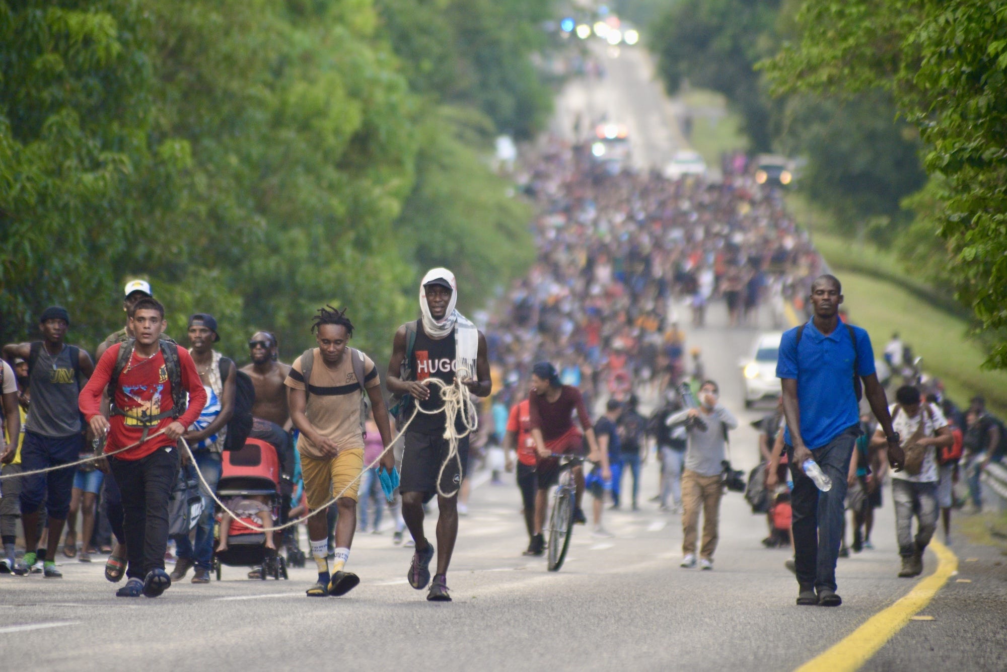 Haitian migrant caravan in Chiapas Mexico