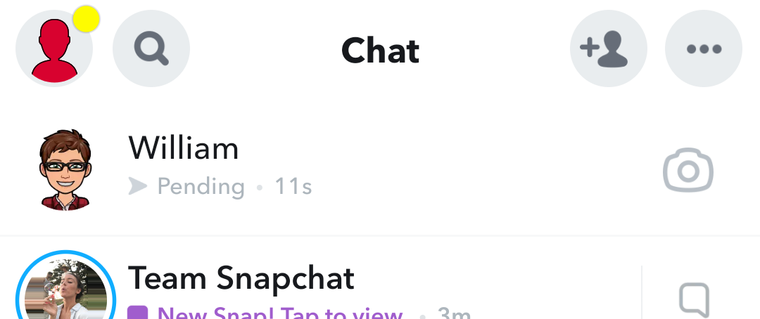 A "pending" message on Snapchat.