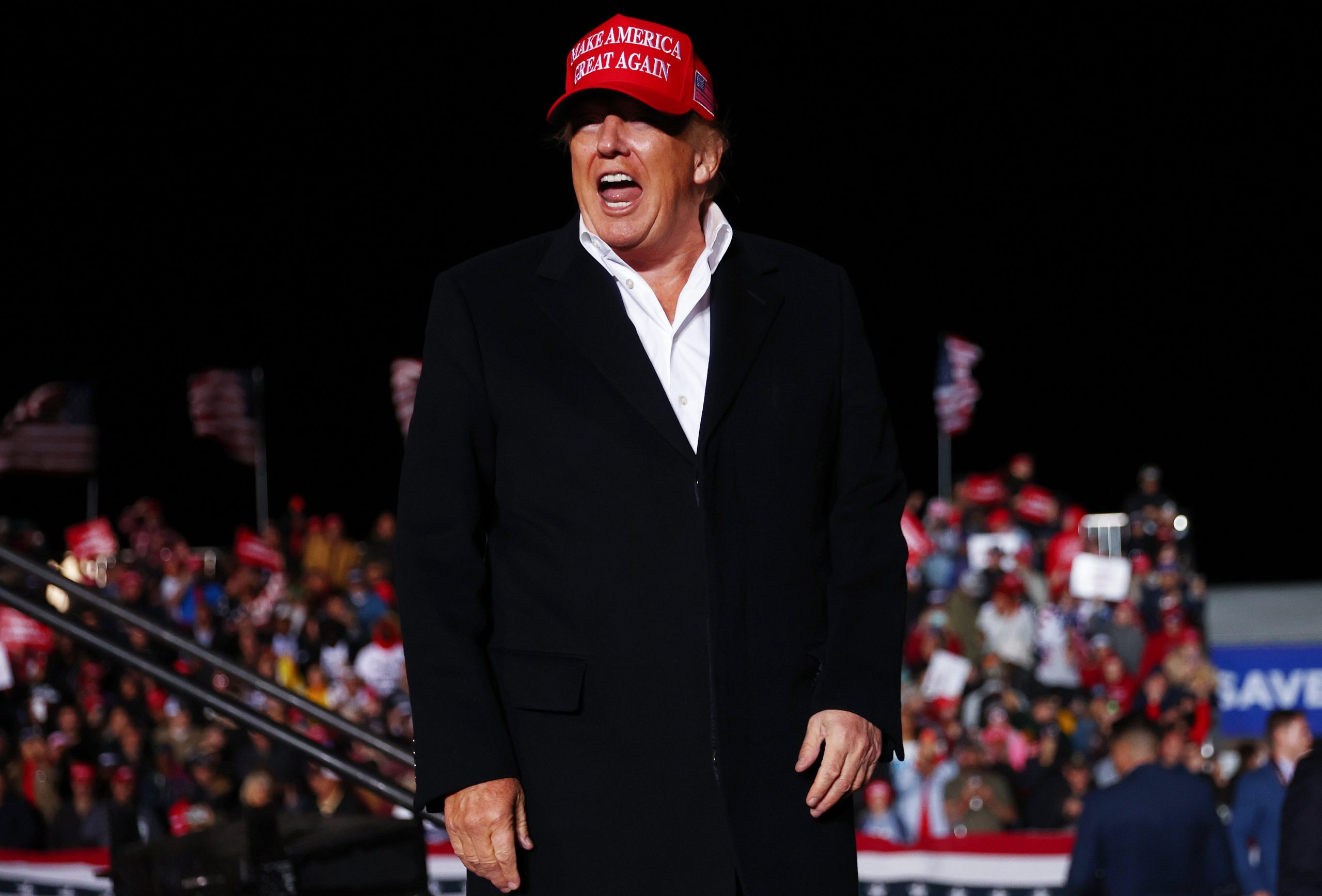 Former President Donald Trump at a rally at the Canyon Moon Ranch festival grounds on January 15, 2022 in Florence, Arizona.