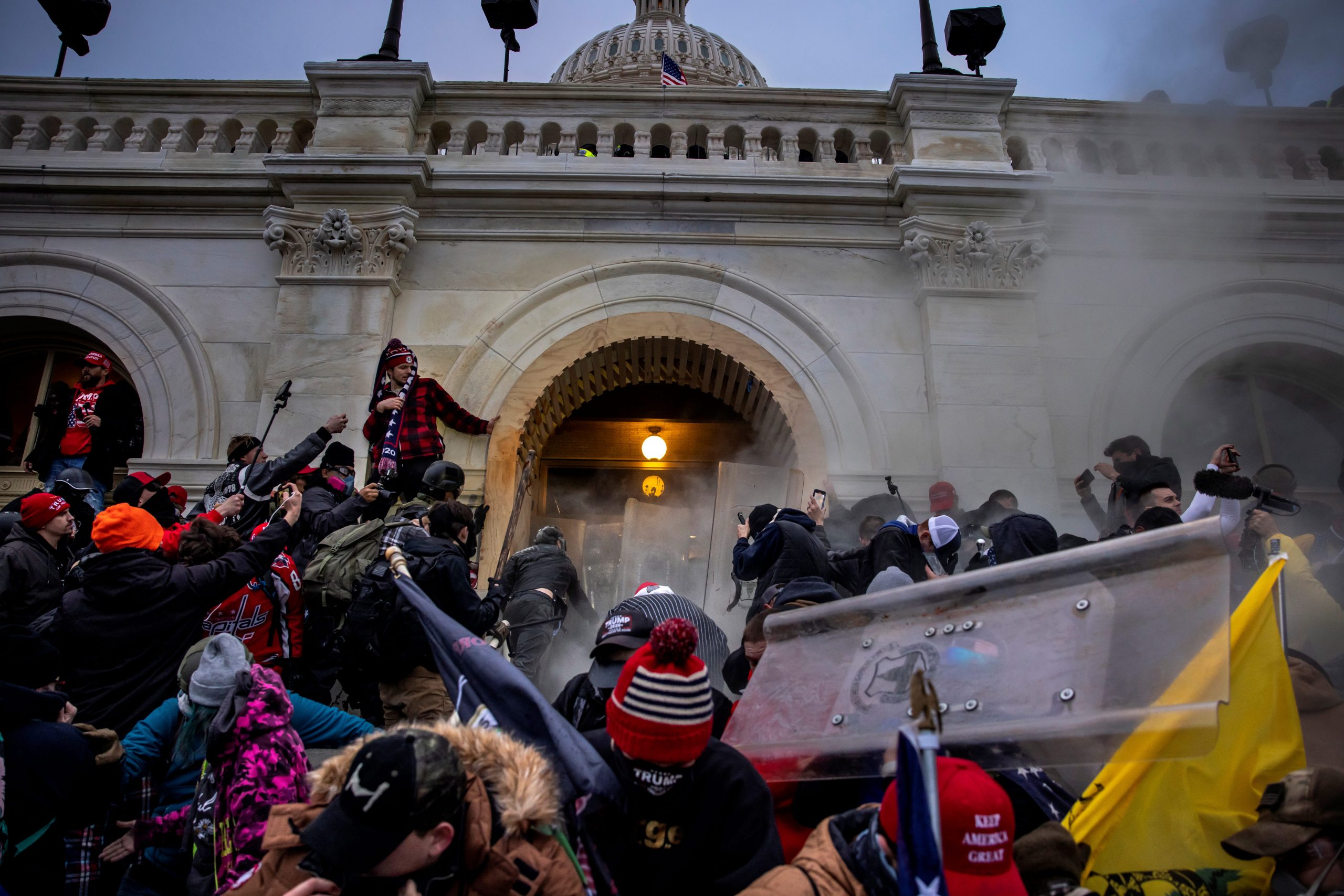 Trump supporters attempt to enter the Capitol during the Jan 6 attack