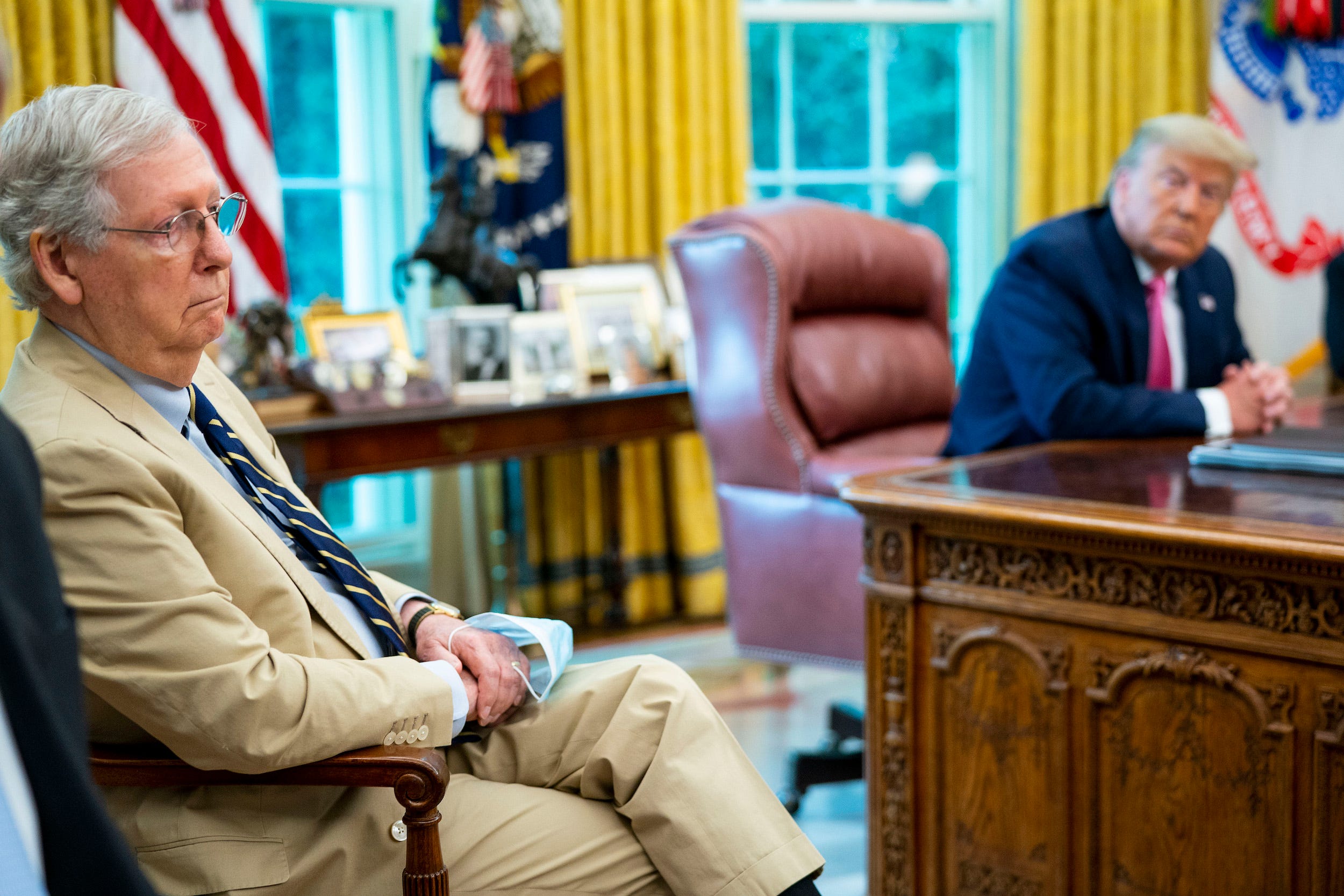 Mitch McConnell and Donald Trump meet in the Oval Office