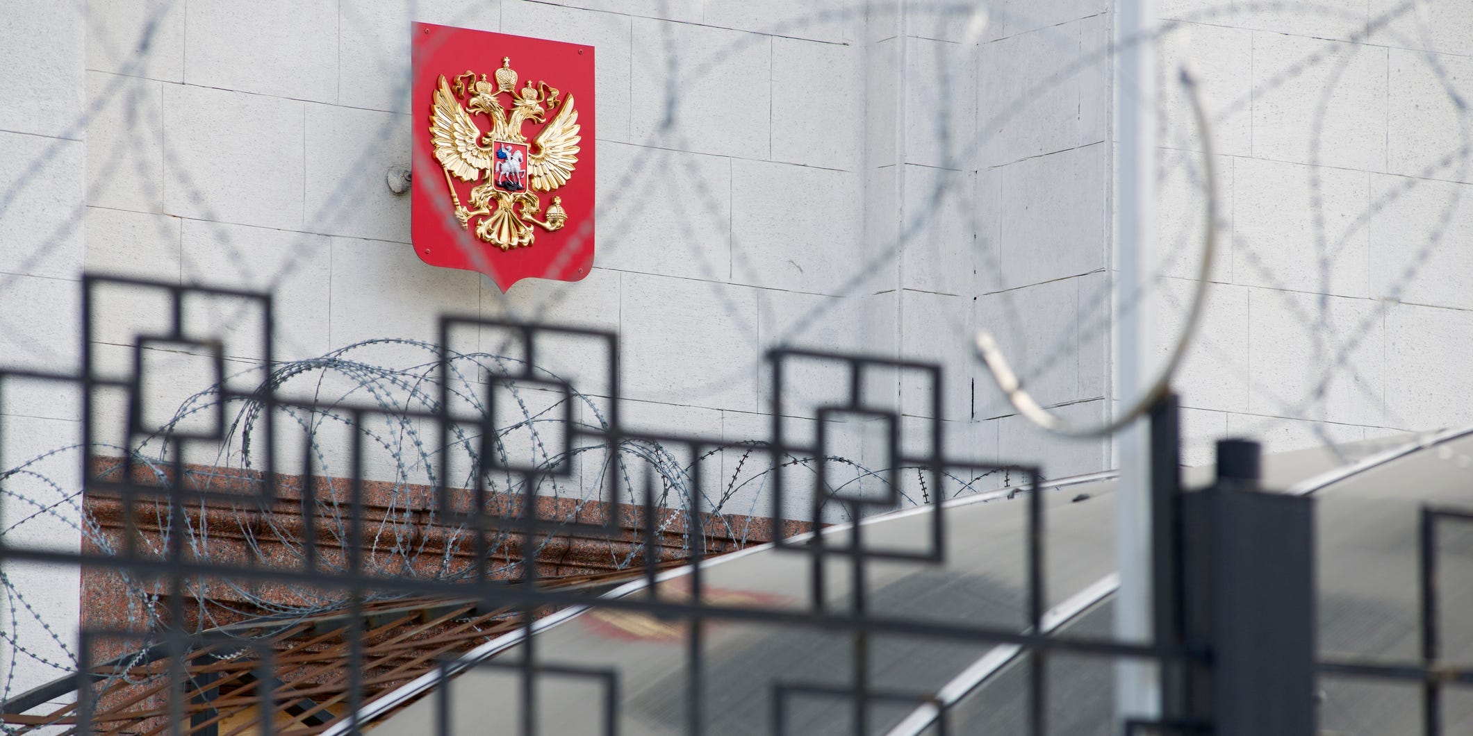 Photo of the Russia embassy in Kyiv, Ukraine.
