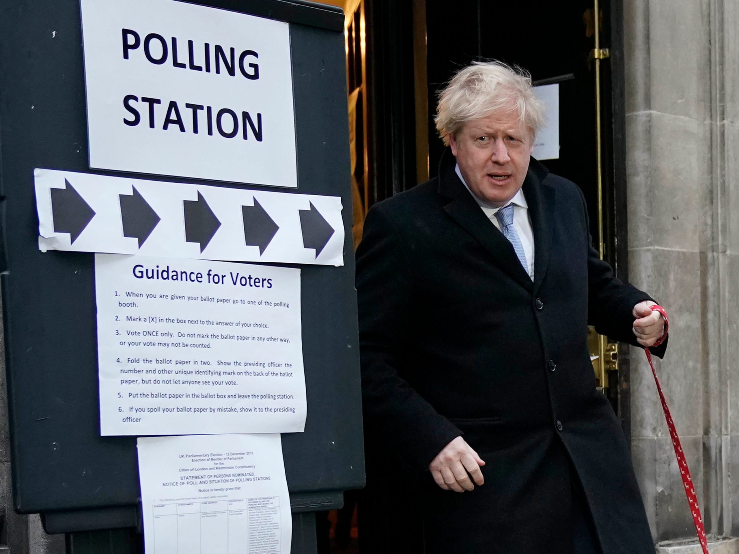 Boris Johnson leaving a polling station