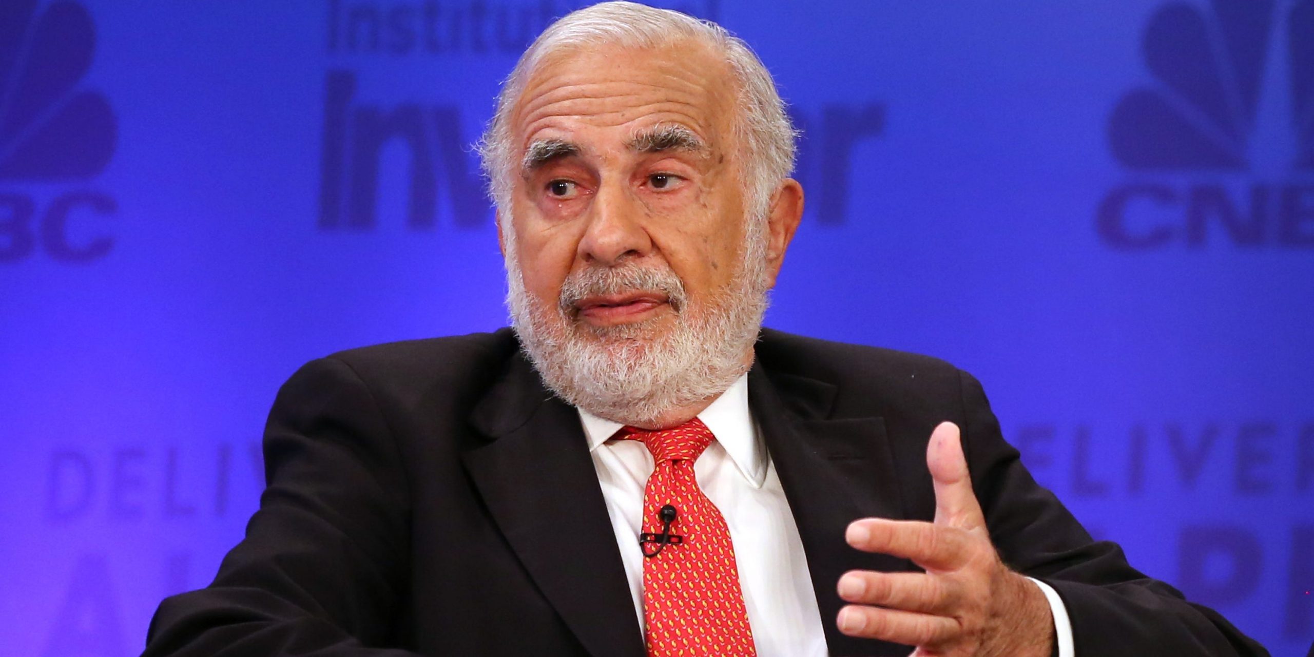 Carl Icahn is photographed speaking with CNBC