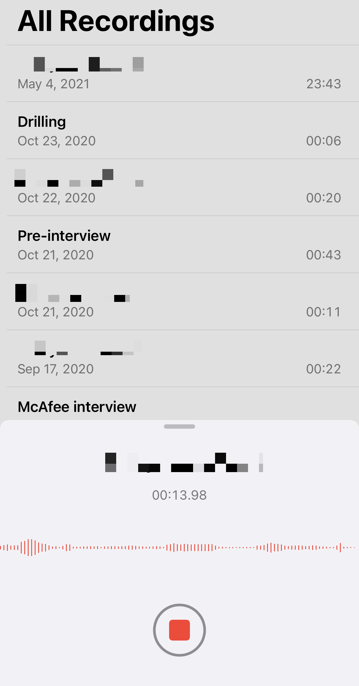 Voice Memo app on iOS