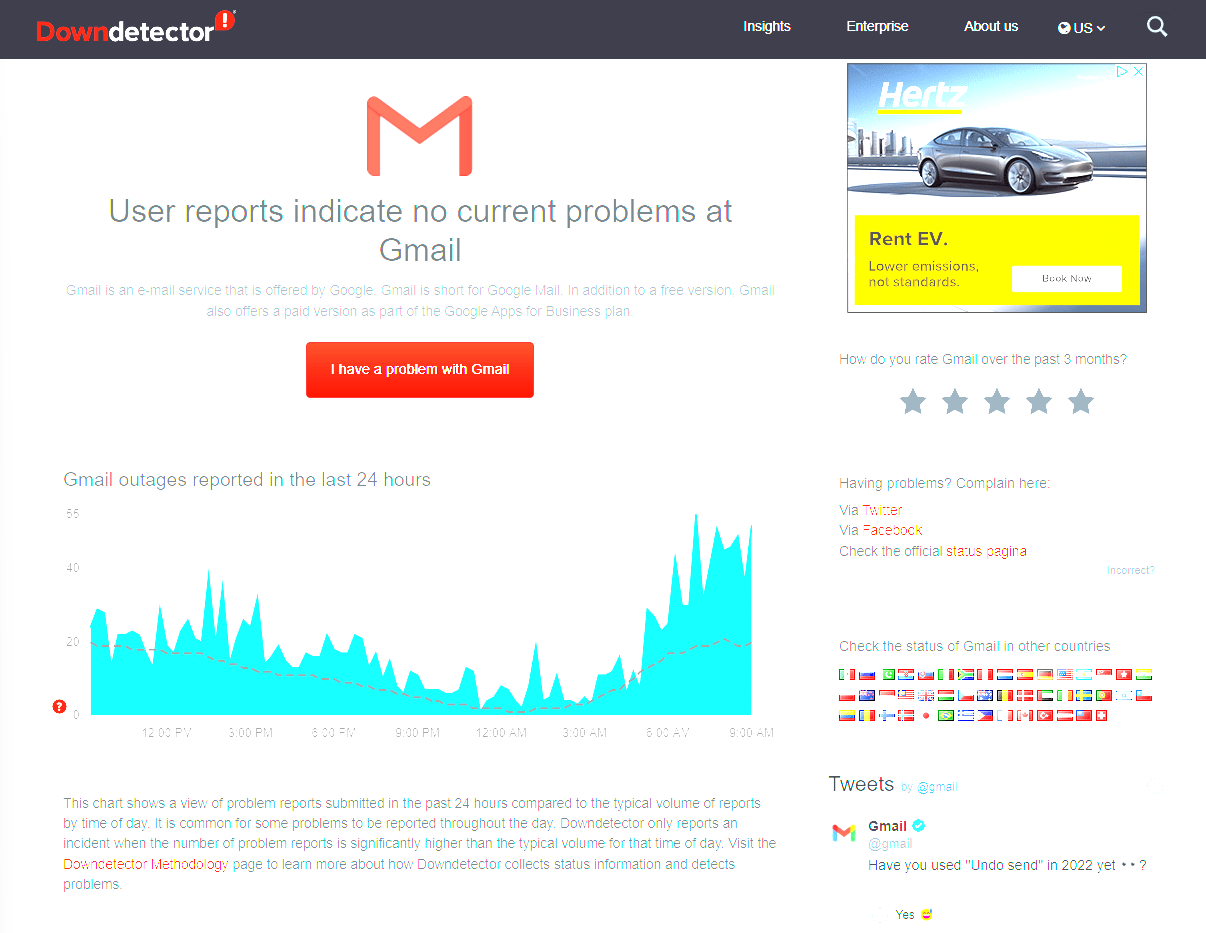 Downdetector in Chrome