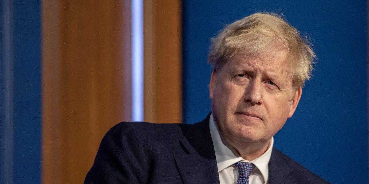 Britain's Prime Minister Boris Johnson hosts a virtual press conference on January 4, 2022.