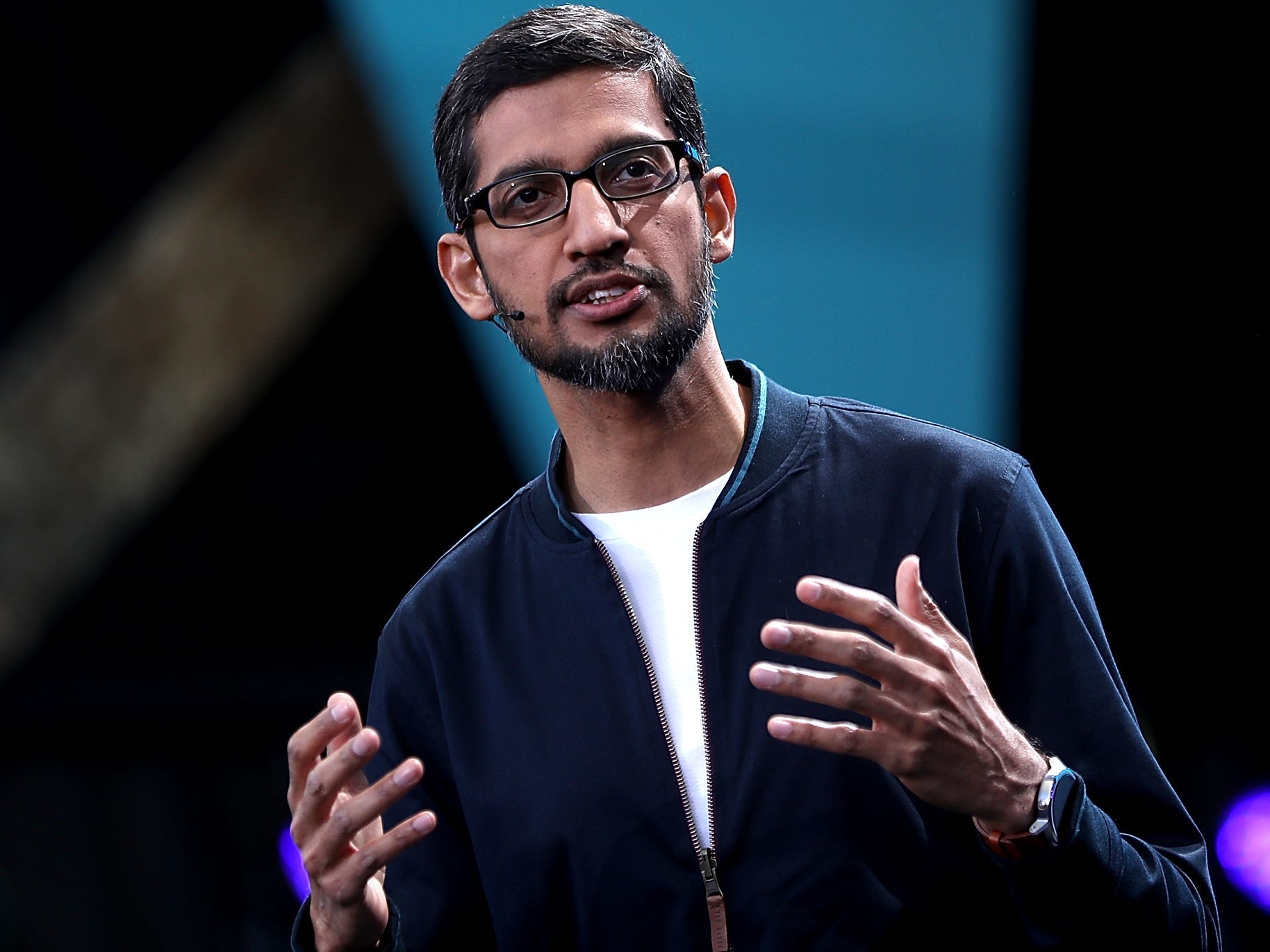 Google CEO Sundar Pichai speaks during Google I/O 2016 at Shoreline Amphitheatre on May 19, 2016 in Mountain View, California. The annual Google I/O conference is runs through May 20.