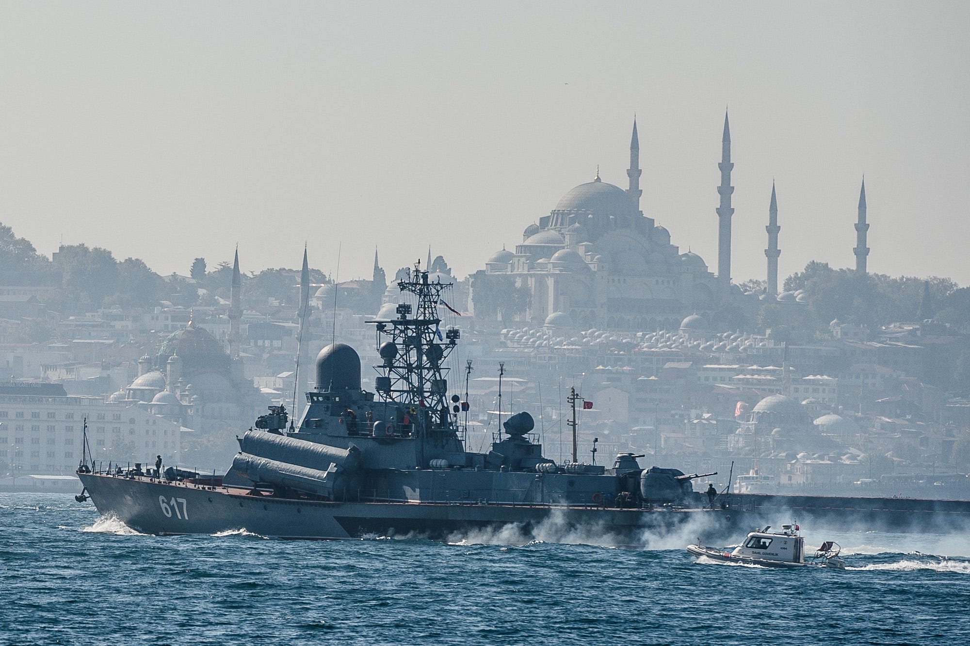 Russian corvette warship Bosphorus Istanbul Turkey