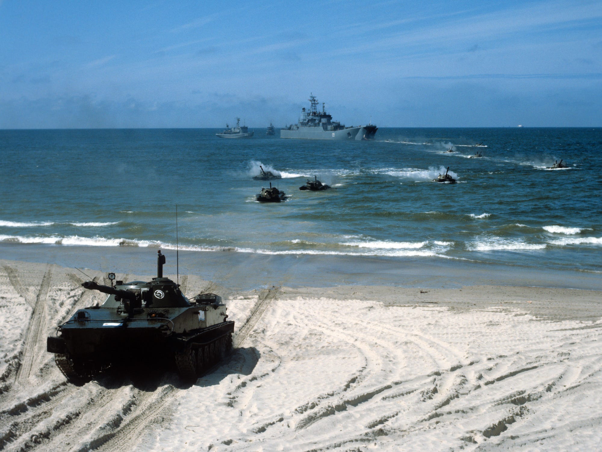 Soviet armored vehicles ashore in Kaliningrad