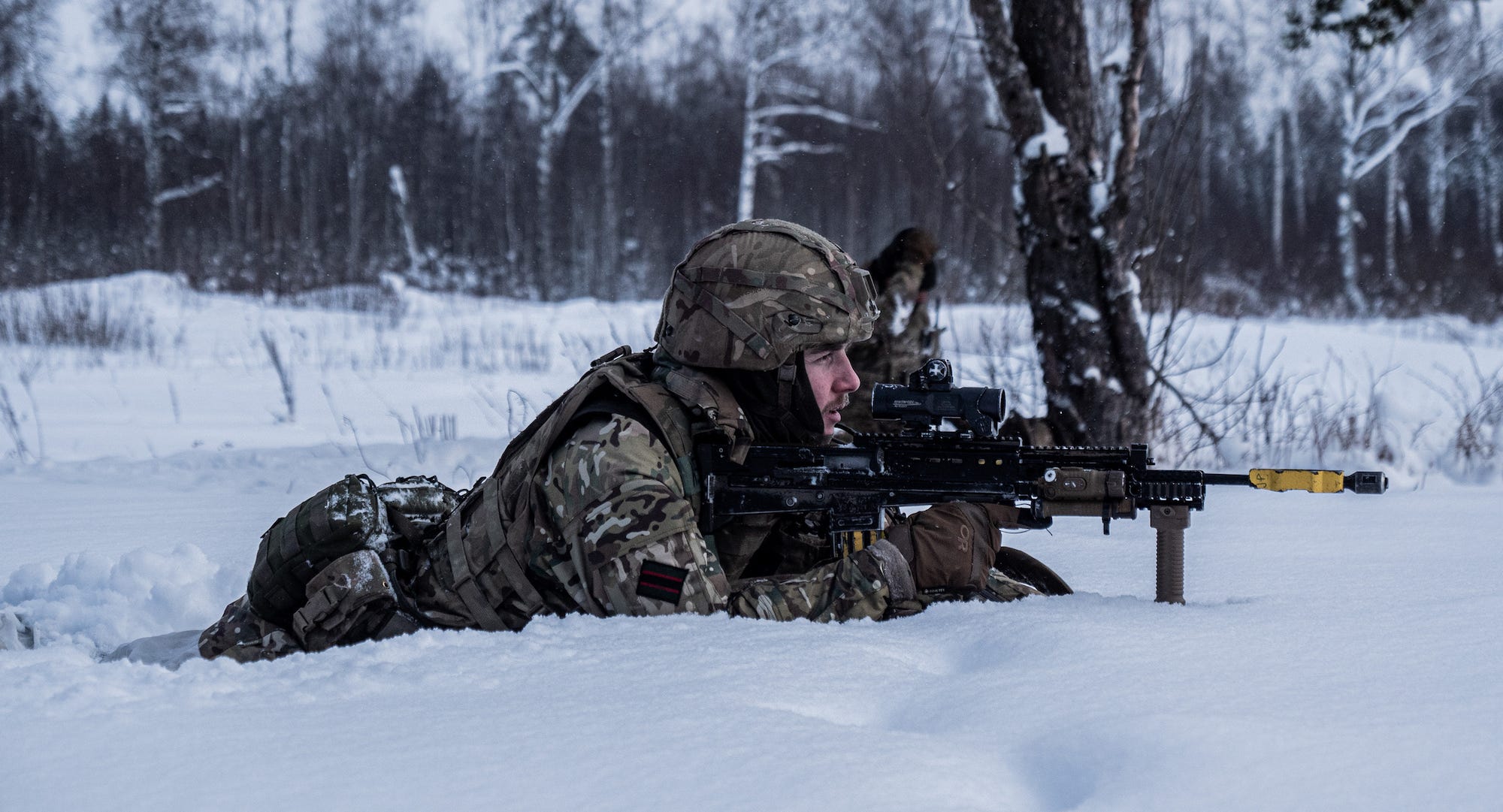 British soldier in snow in Estonia