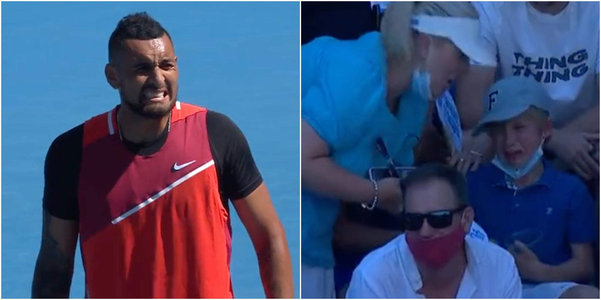 Nick Kyrgios hit a child with a stray ball at the Australian Open