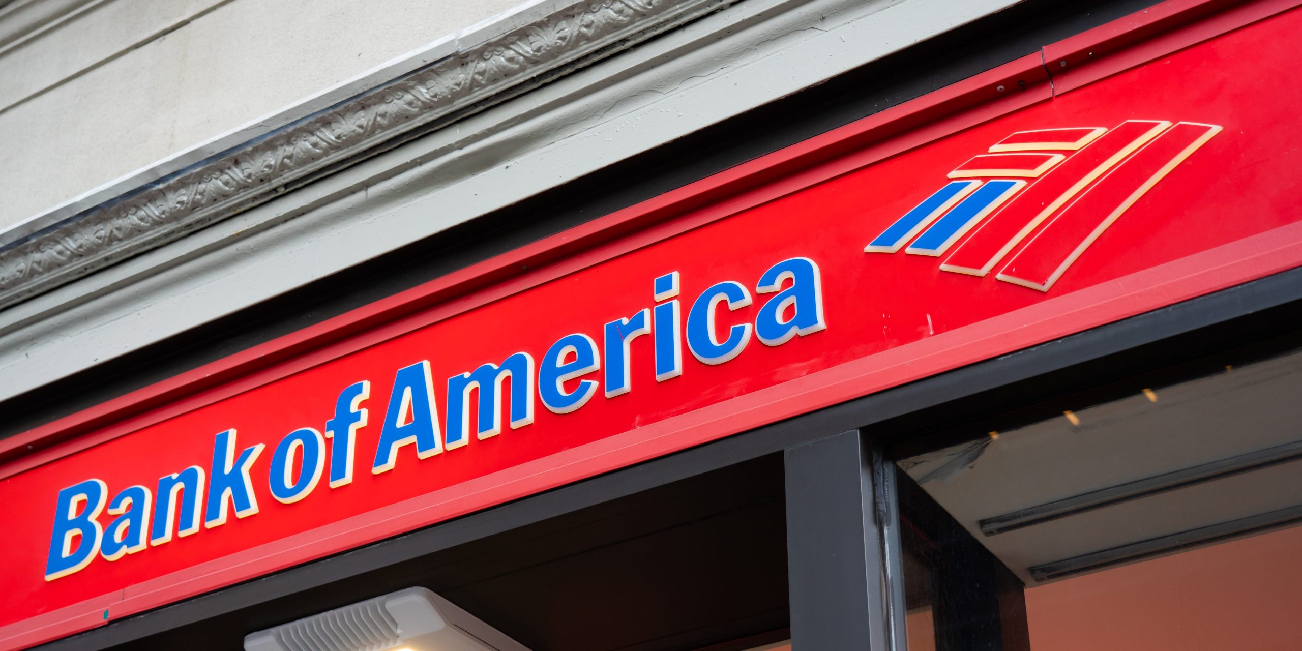 Bank of America logo seen in Lower Manhattan.