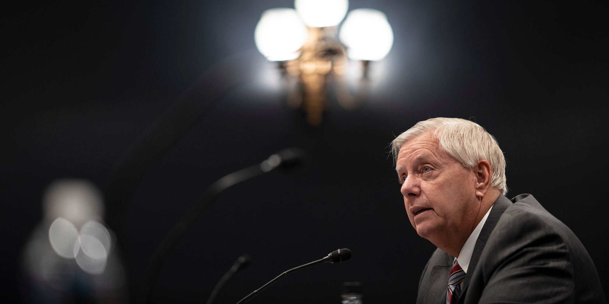 Republican Sen. Lindsay Graham of South Carolina speaks during a roundtable discussion on Capitol Hill on November 30, 2021.