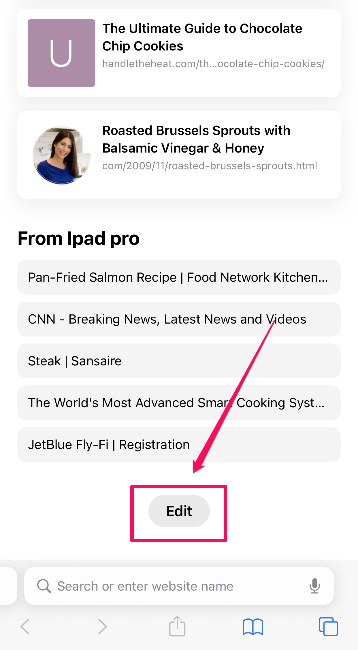 New tab page in Safari for iPhone