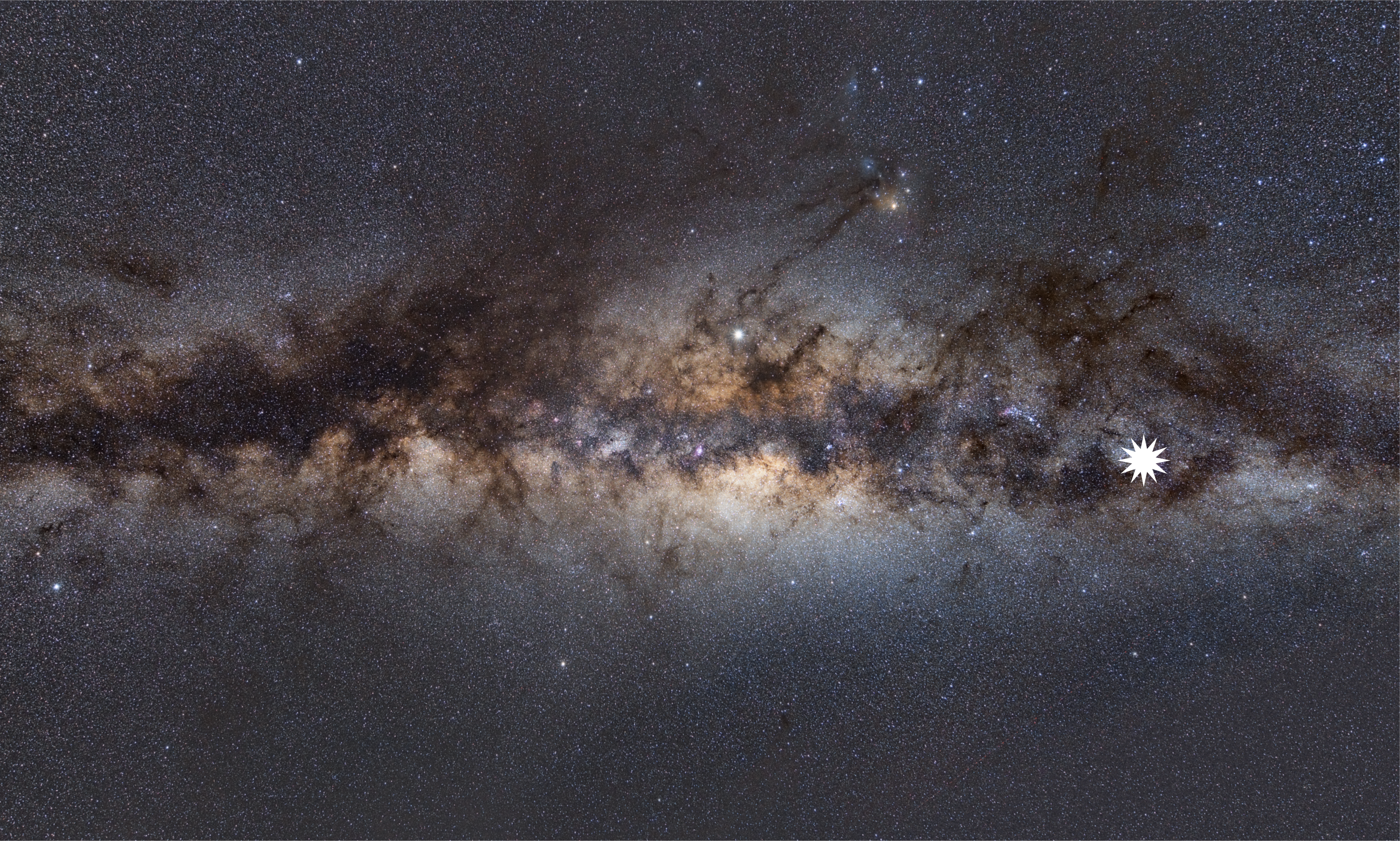 milky way with white star icon on the right