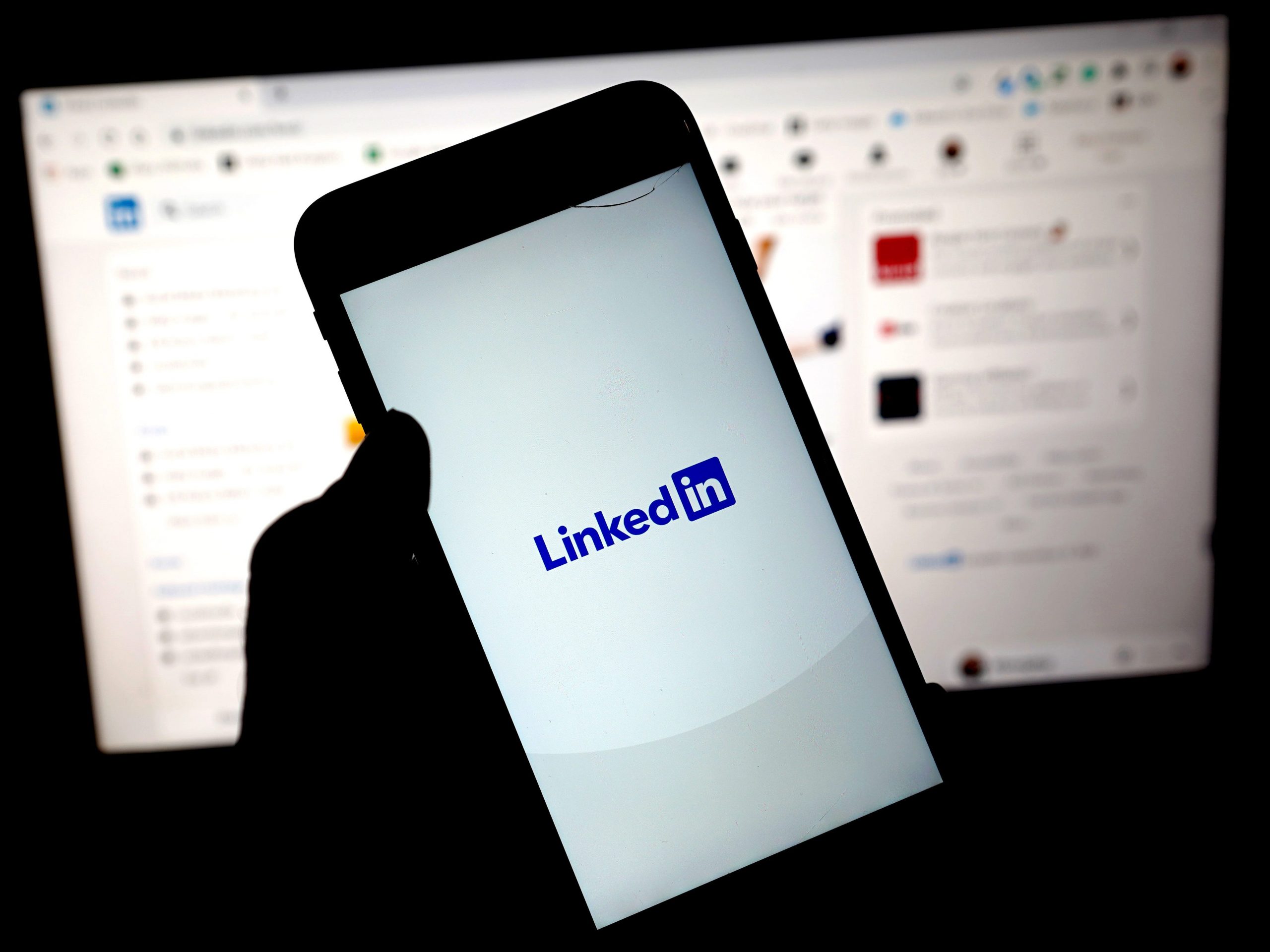 The LinkedIn app on a cell phone.