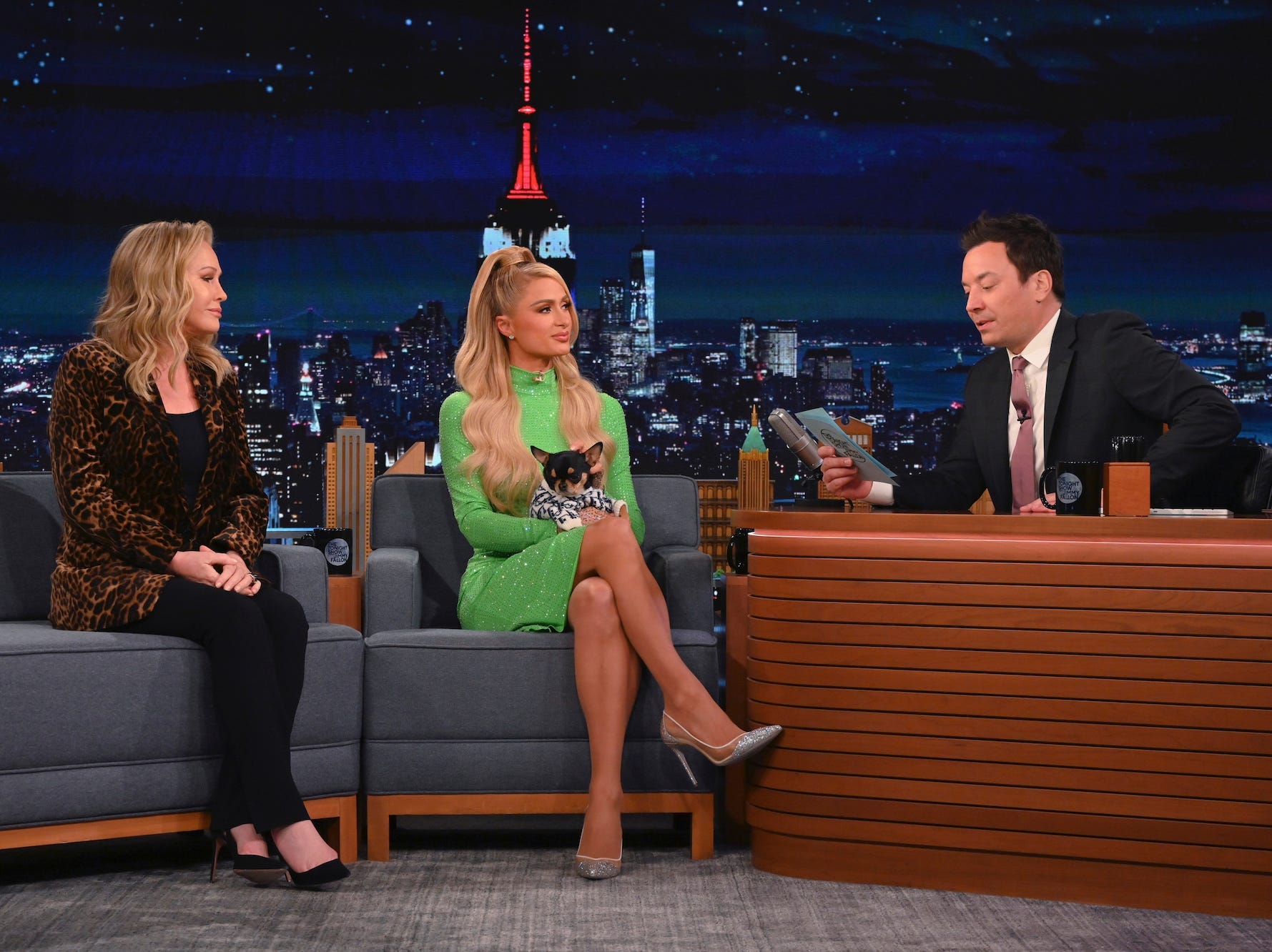 Kathy and Paris Hilton at "The Tonight Show Starring Jimmy Fallon" on January 24, 2022.