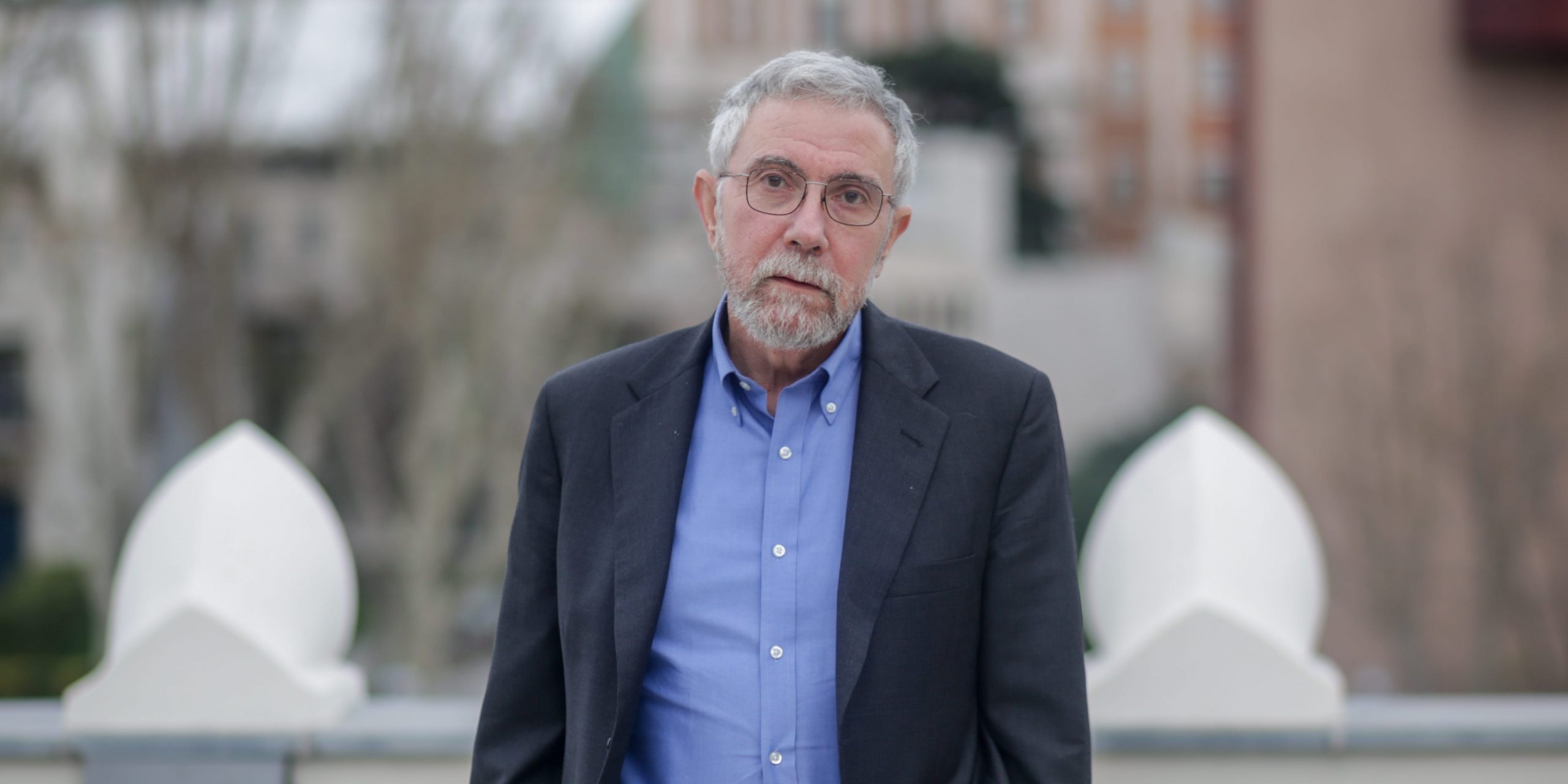 The North American economist Paul Krugman, poses after an interview with Europa Press at the Rafael del Pino Foundation on February 17, 2020 in Madrid, Spain.