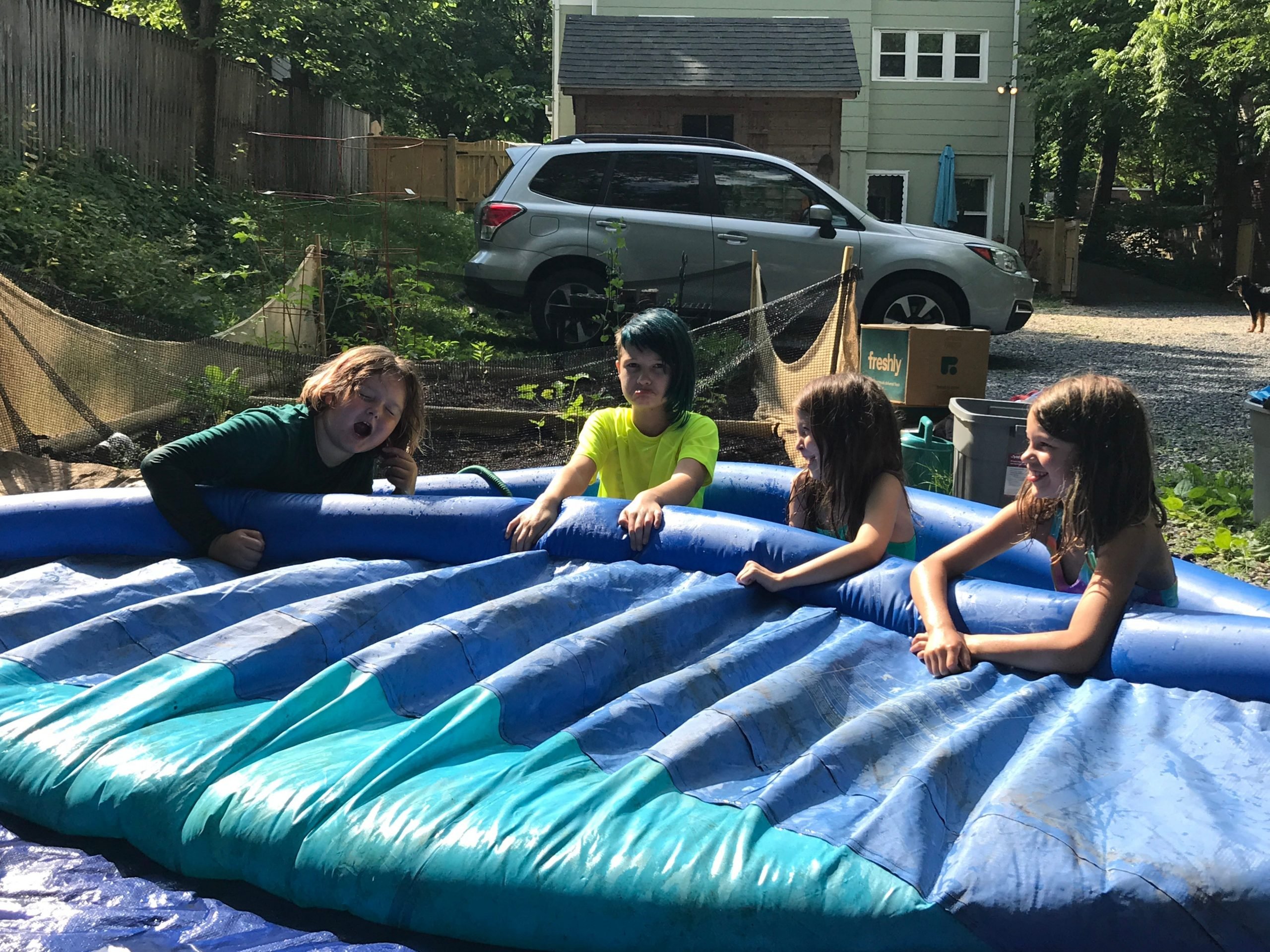 Kids playing in a pool