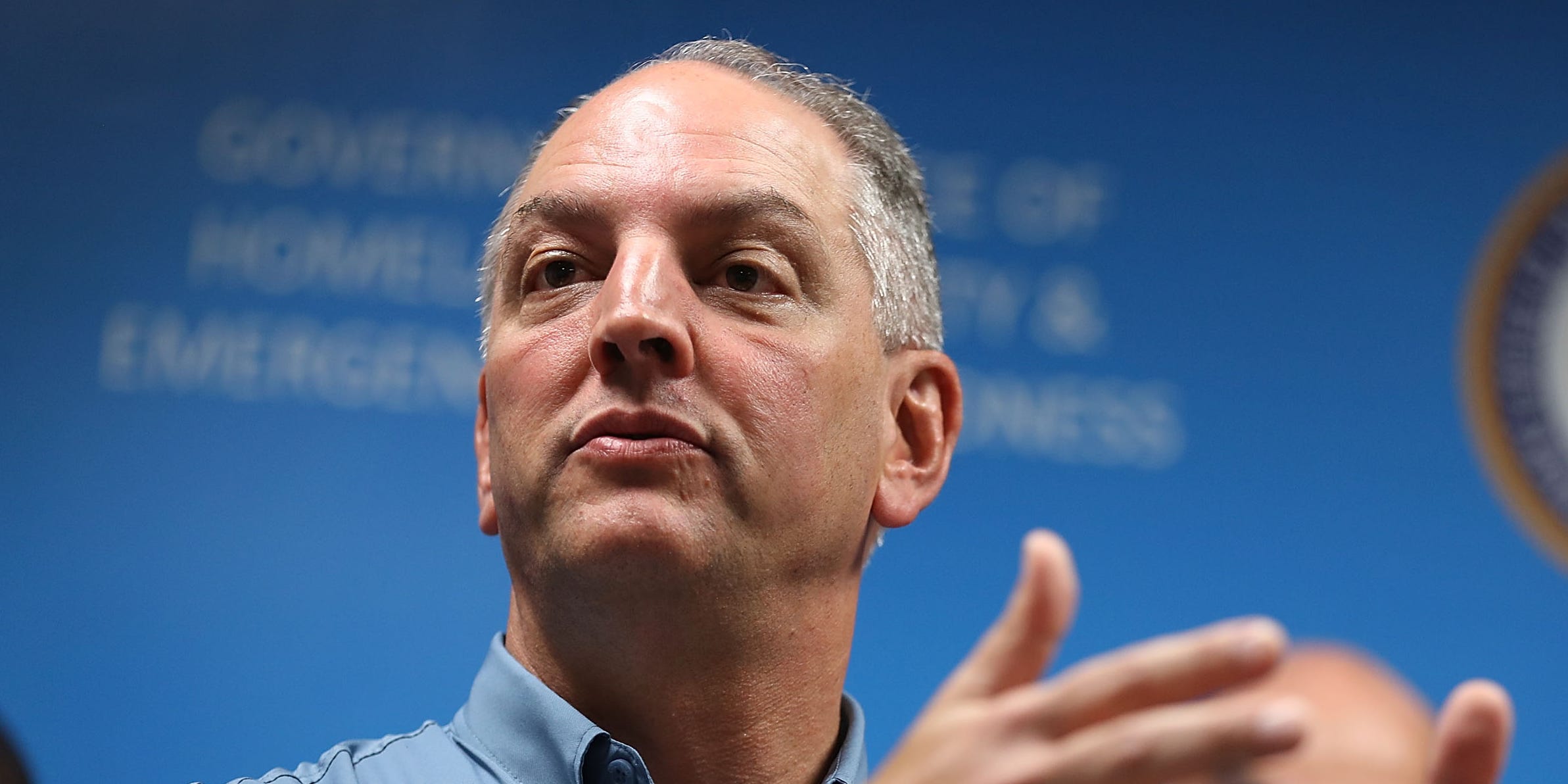 Louisiana Governor John Bel Edwards speaks during a press conference to update the public on FEMA's disaster recover and temporary housing programs on August 19, 2016 in Baton Rouge, Louisiana.