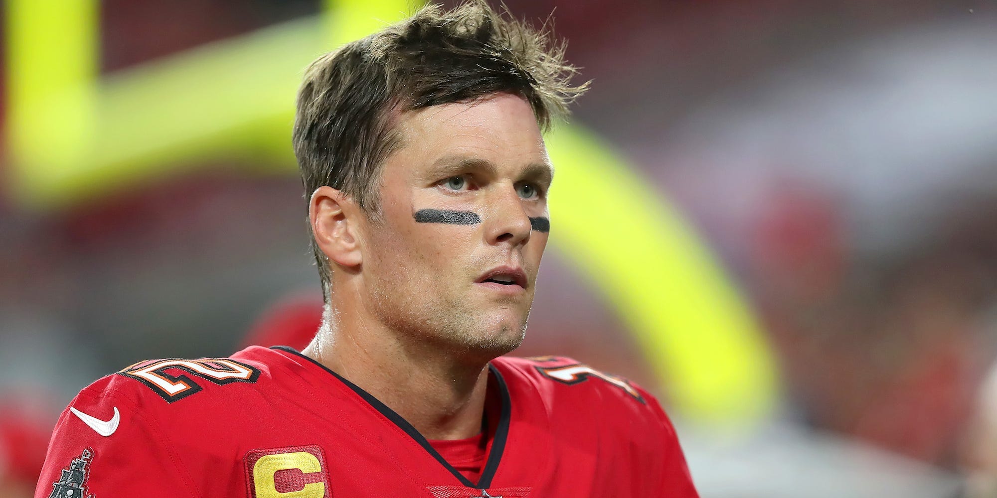 Tampa Bay Buccaneers Quarterback Tom Brady walks off the field during the regular season game between the New Orleans Saints and the Tampa Bay Buccaneers