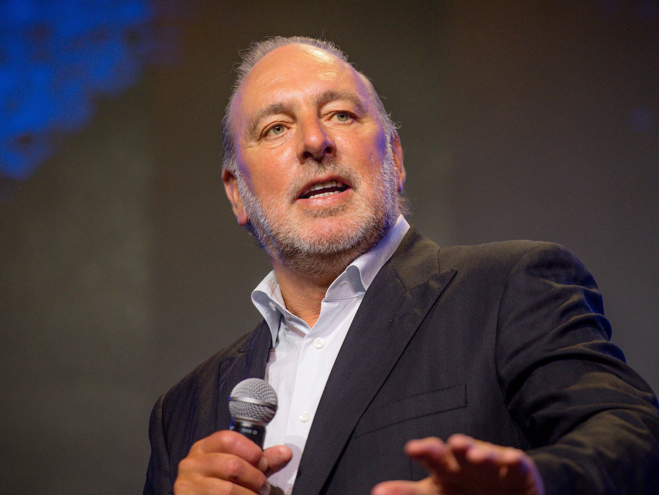 Global Senior Pastor Brian Houston speaks on stage during the Hillsong Atlanta grand opening at Hillsong Atlanta on June 06, 2021 in Atlanta, Georgia.