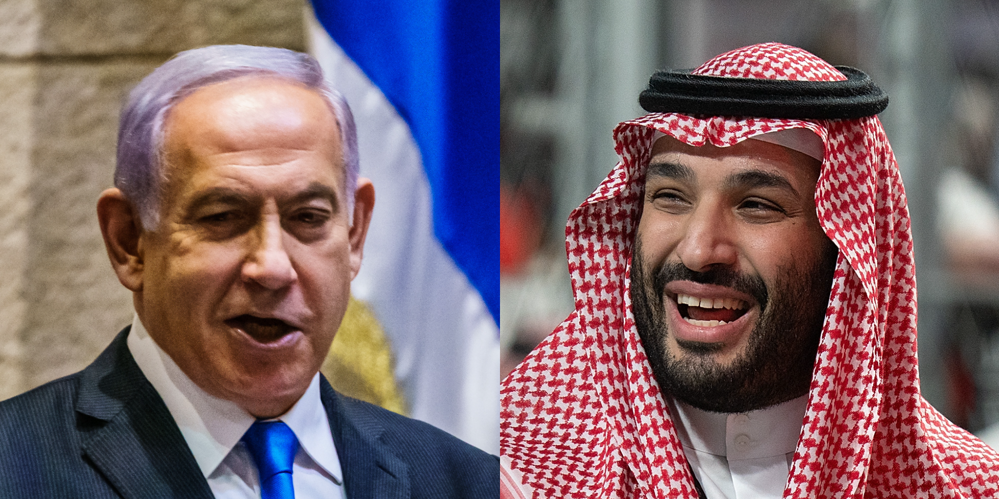 Former Israeli leader Benjamin Nethanyahu (L) and Saudi Crown Prince Mohammed bin Salman (R.)
