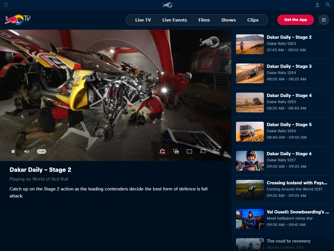 Red Bull TV in Chrome