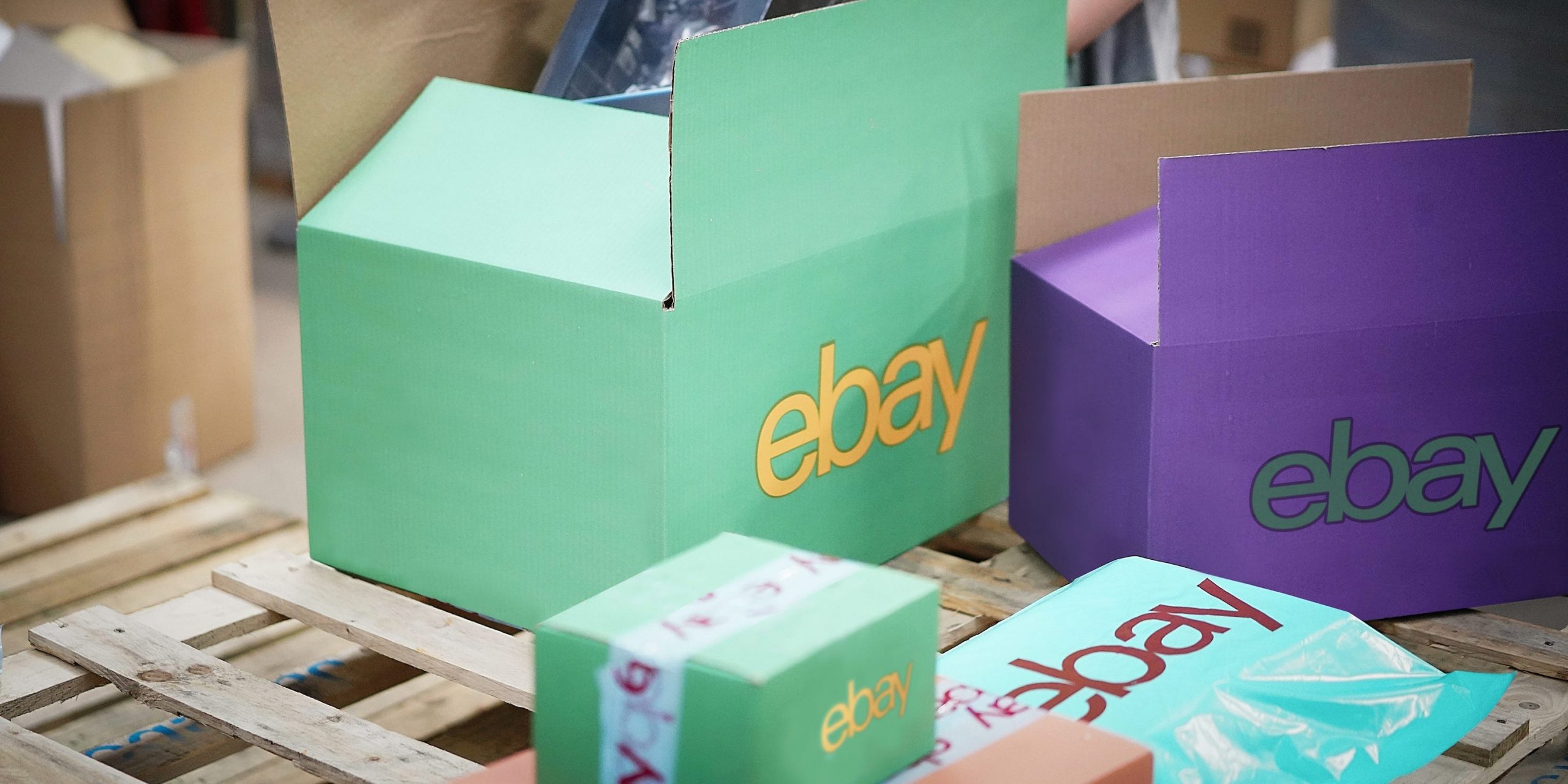 eBay seller business owner boxes warehouse