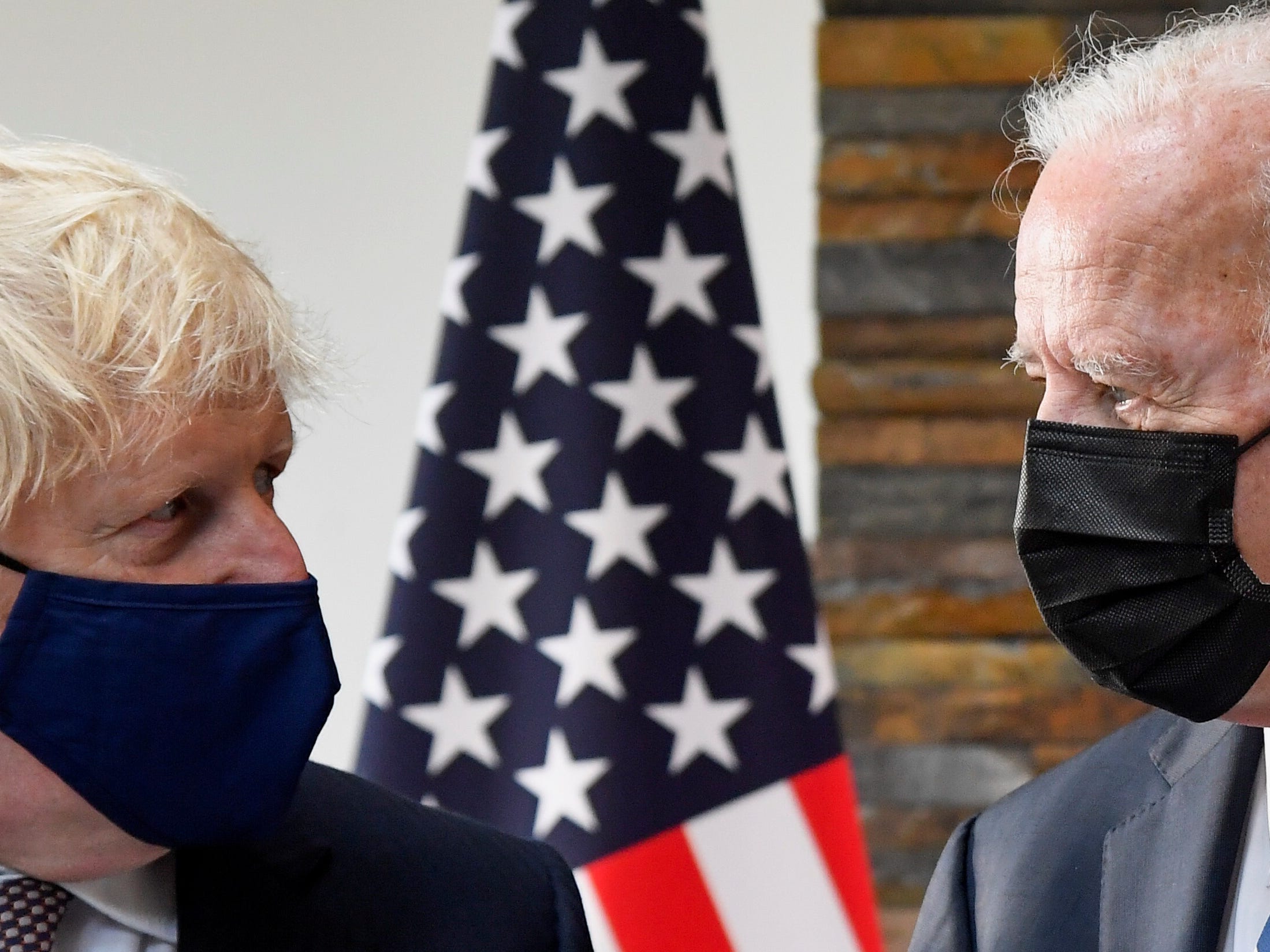 British Prime Minister Boris Johnson and US President Joe Biden pictured at the G7 summit in Cornwall