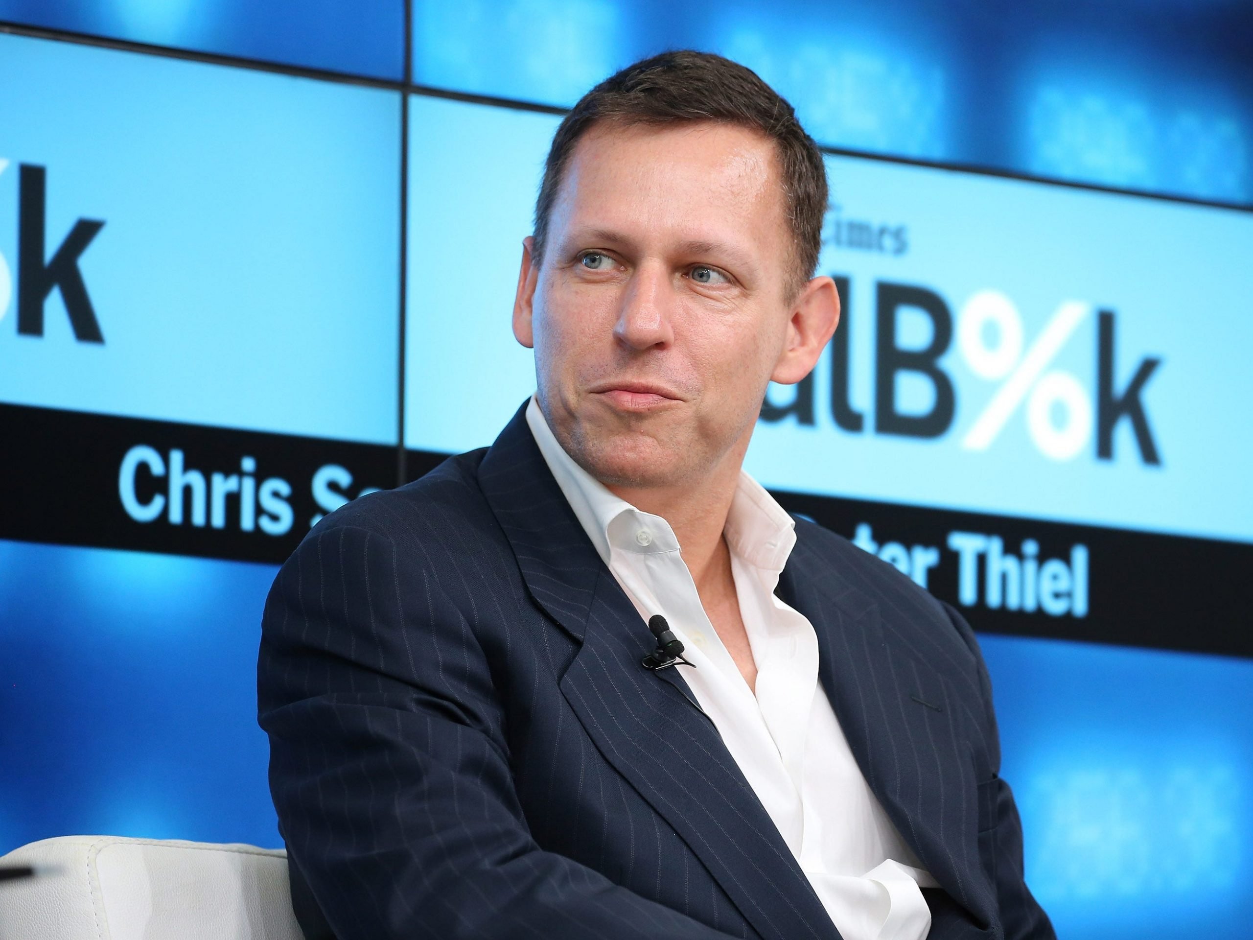 Partner at Founders Fund Peter Thiel participates in a panel discussion at the New York Times 2015 DealBook Conference at the Whitney Museum of American Art on November 3, 2015 in New York City.