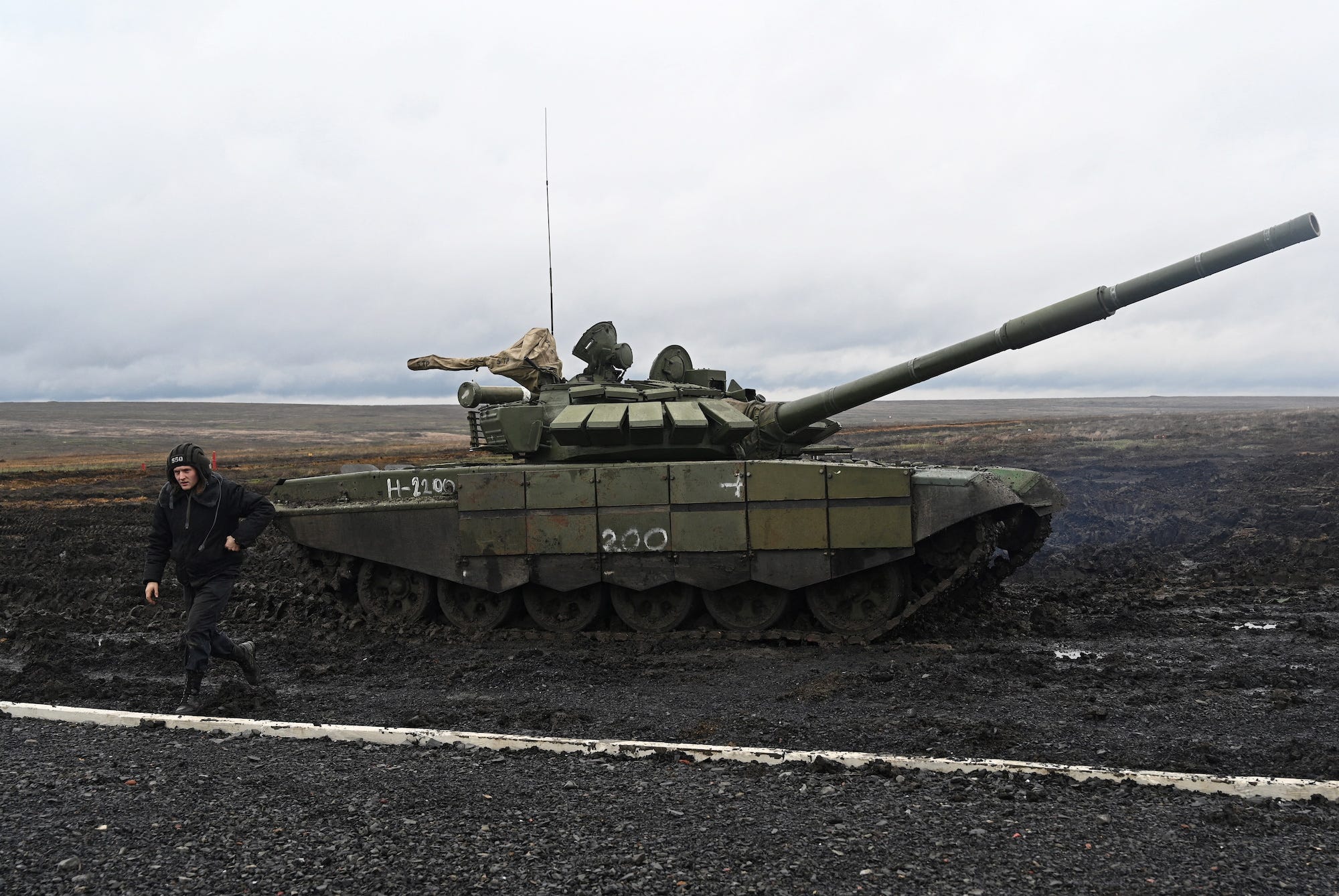A Russian tank and Russian soldier
