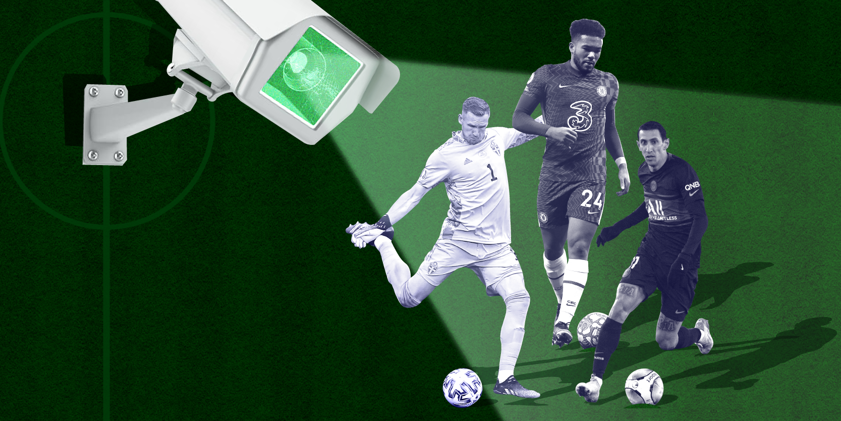 Footballers and robberies: CCTV surveillance camera focusing on professional soccer players who have been targeted in recent times (Angel Di Maria, Reece James, Robin Olsen)